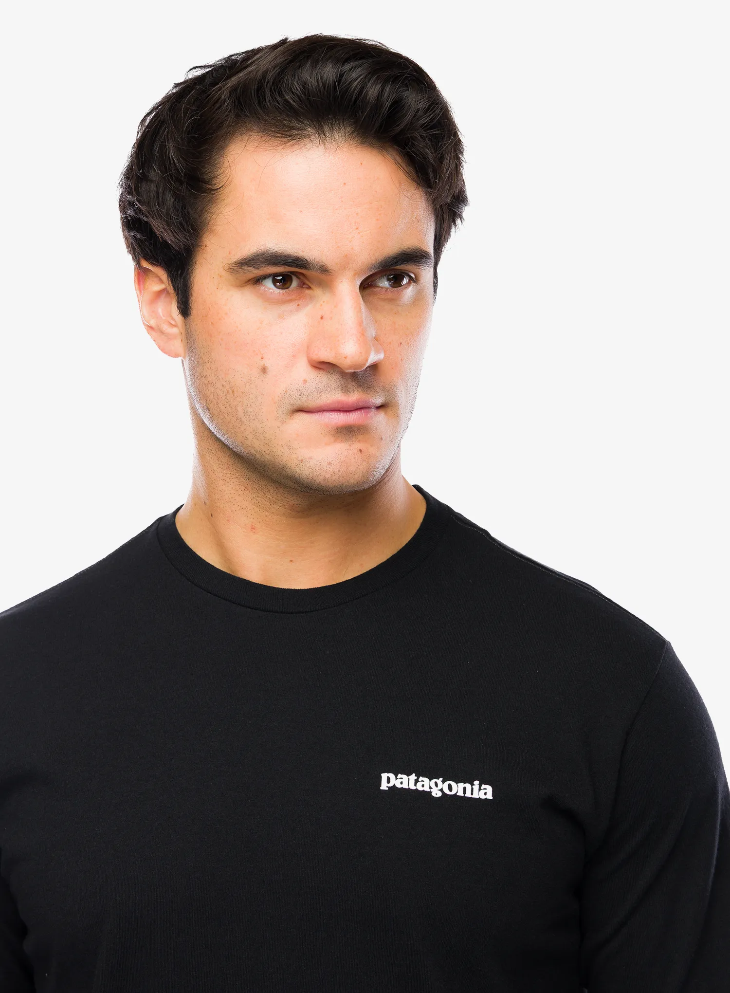Puloverji brez kapuce Patagonia L/S P-6 Logo Responsibili-Tee - black