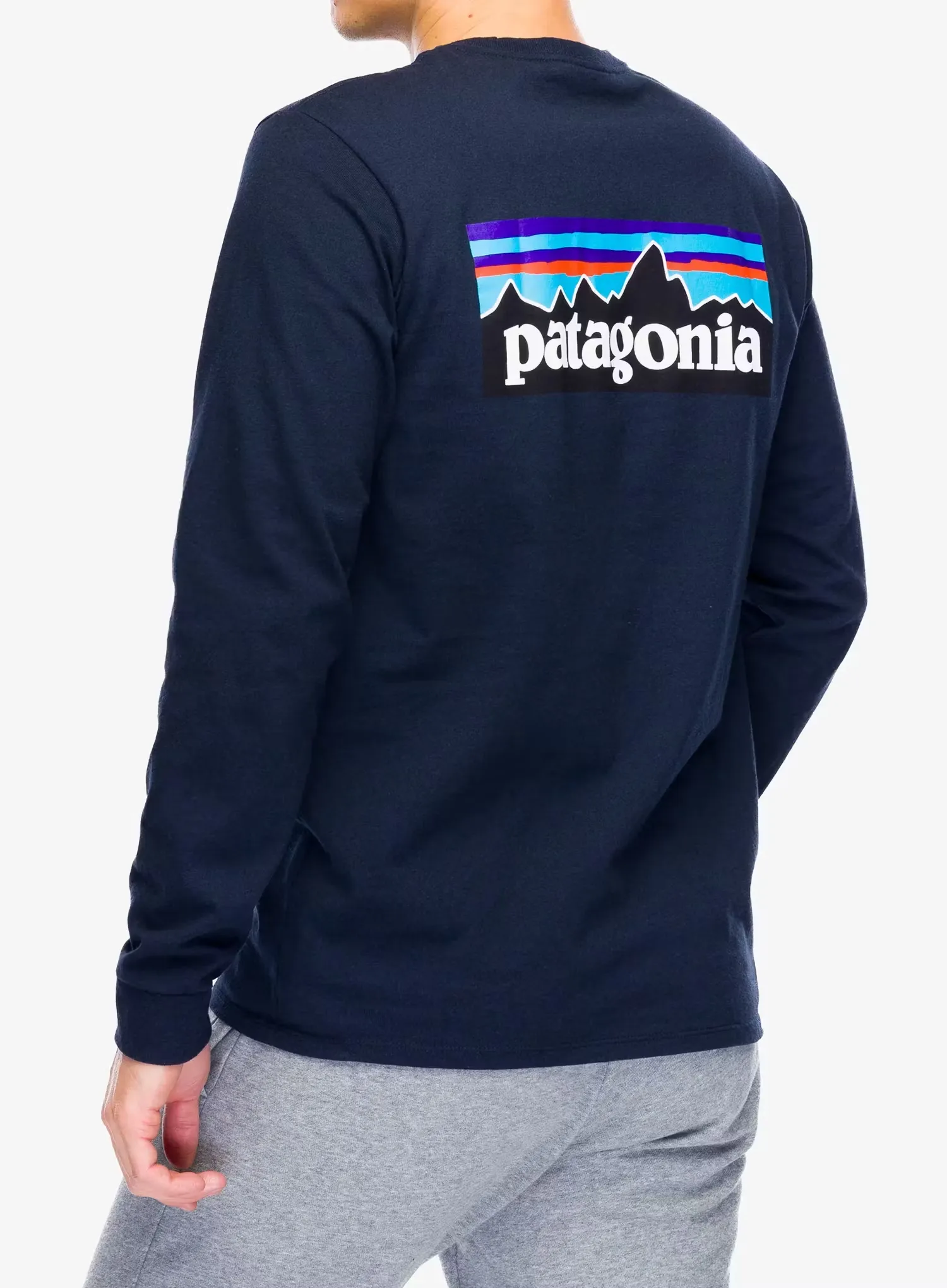 Puloverji brez kapuce Patagonia L/S P-6 Logo Responsibili-Tee - new navy