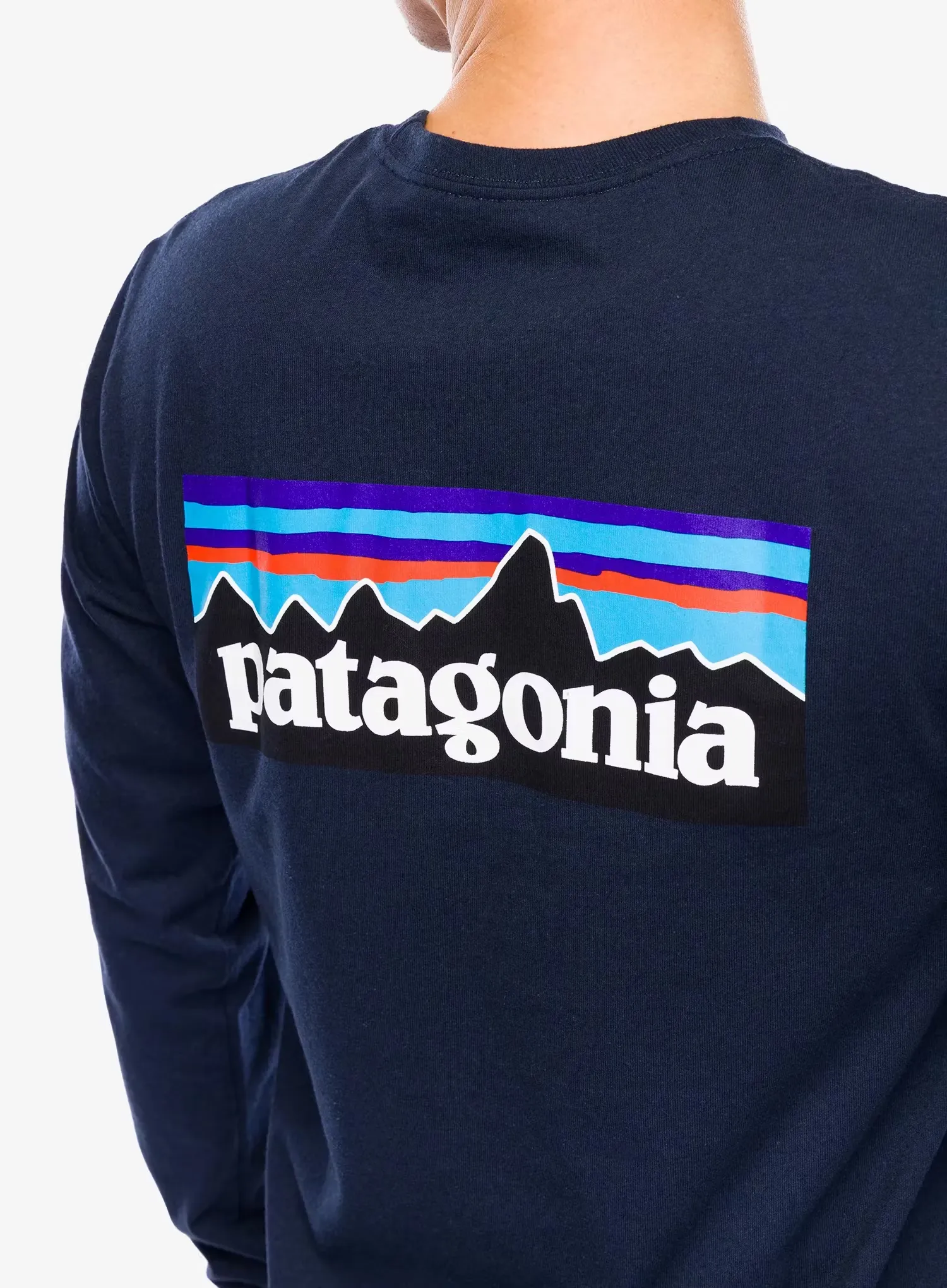 Puloverji brez kapuce Patagonia L/S P-6 Logo Responsibili-Tee - new navy
