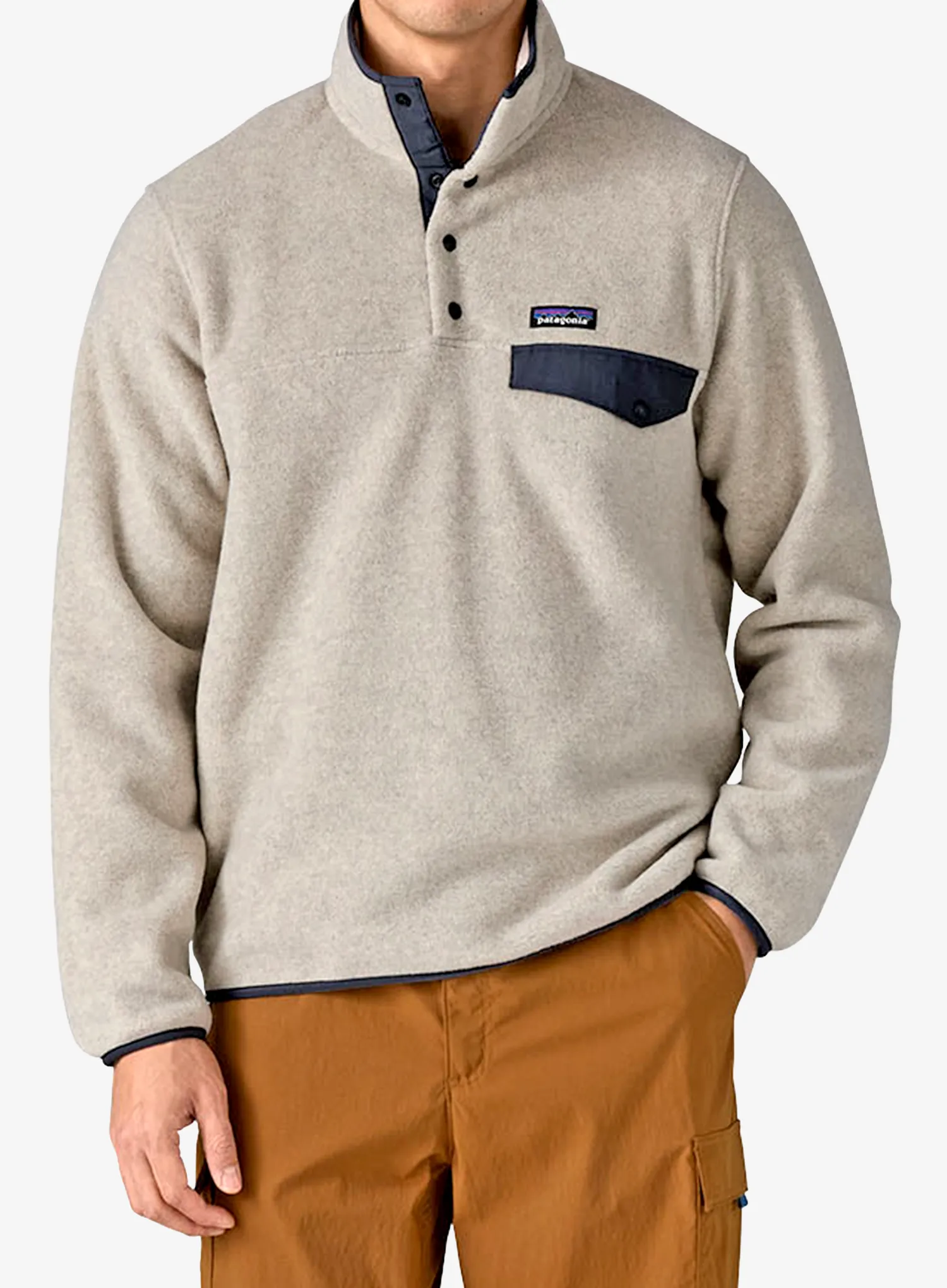 Puloverji brez kapuce Patagonia Lightweight Synch Snap-T Pullover - oatmeal heather/smolder blue