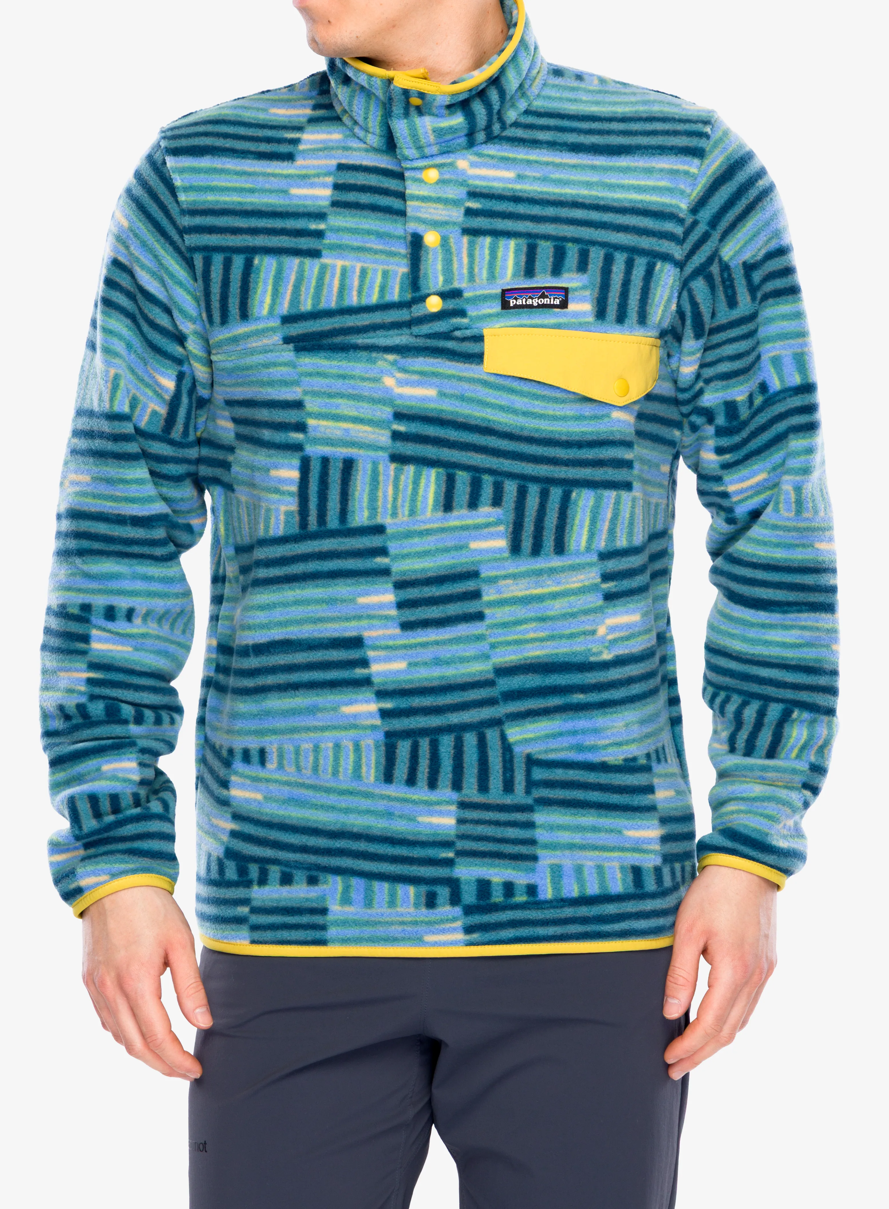 Puloverji brez kapuce Patagonia Lightweight Synch Snap-T Pullover - quilty fitz/wetland blue