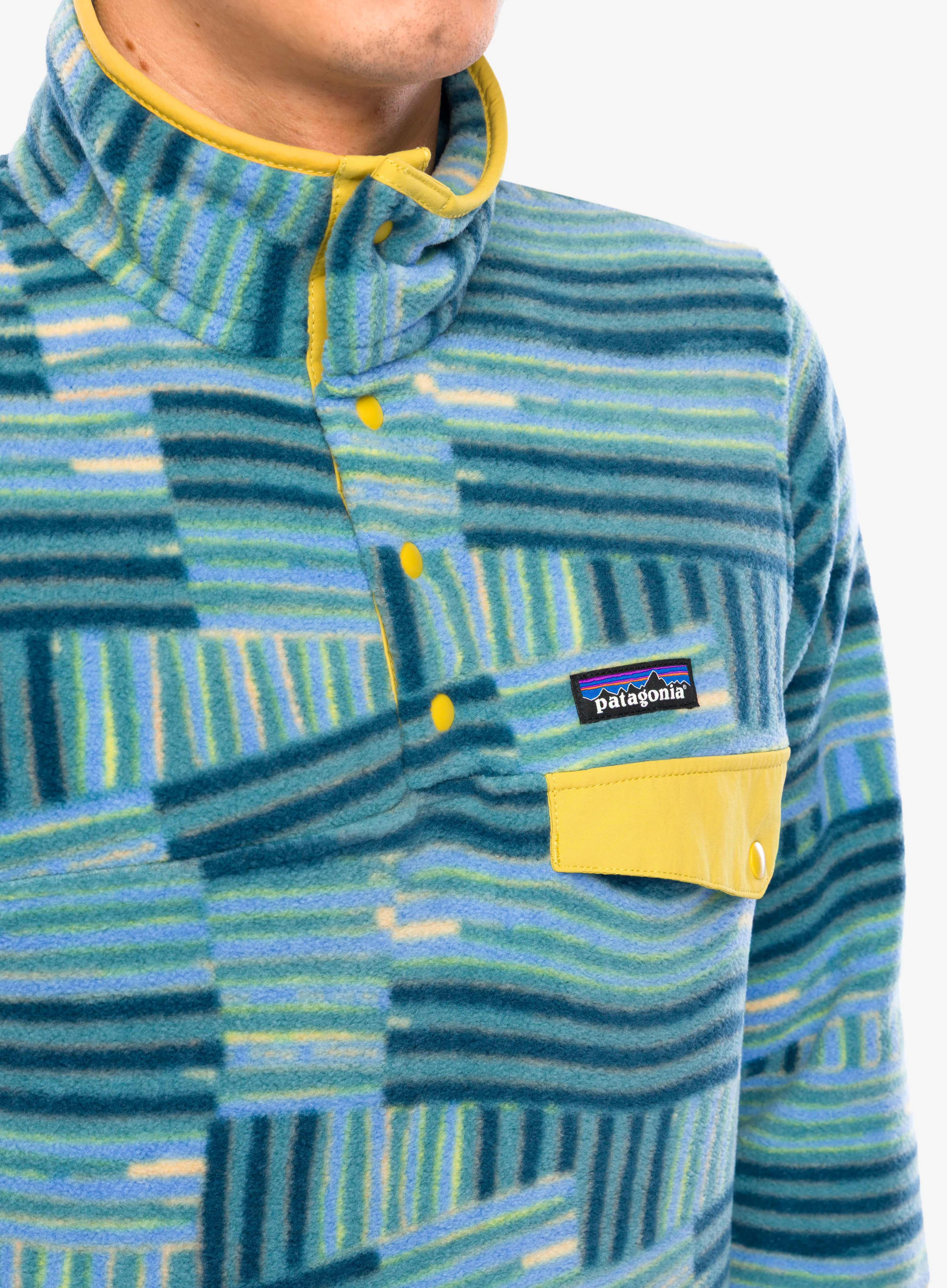 Puloverji brez kapuce Patagonia Lightweight Synch Snap-T Pullover - quilty fitz/wetland blue