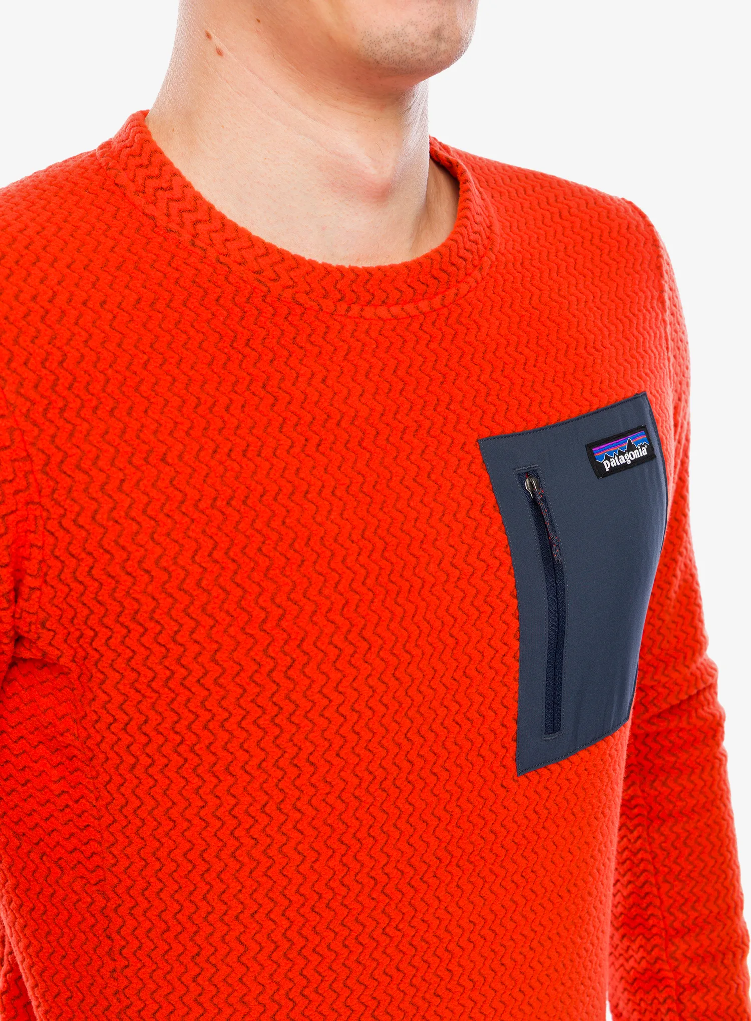 Puloverji brez kapuce Patagonia R1 Air Crew - pollinator orange
