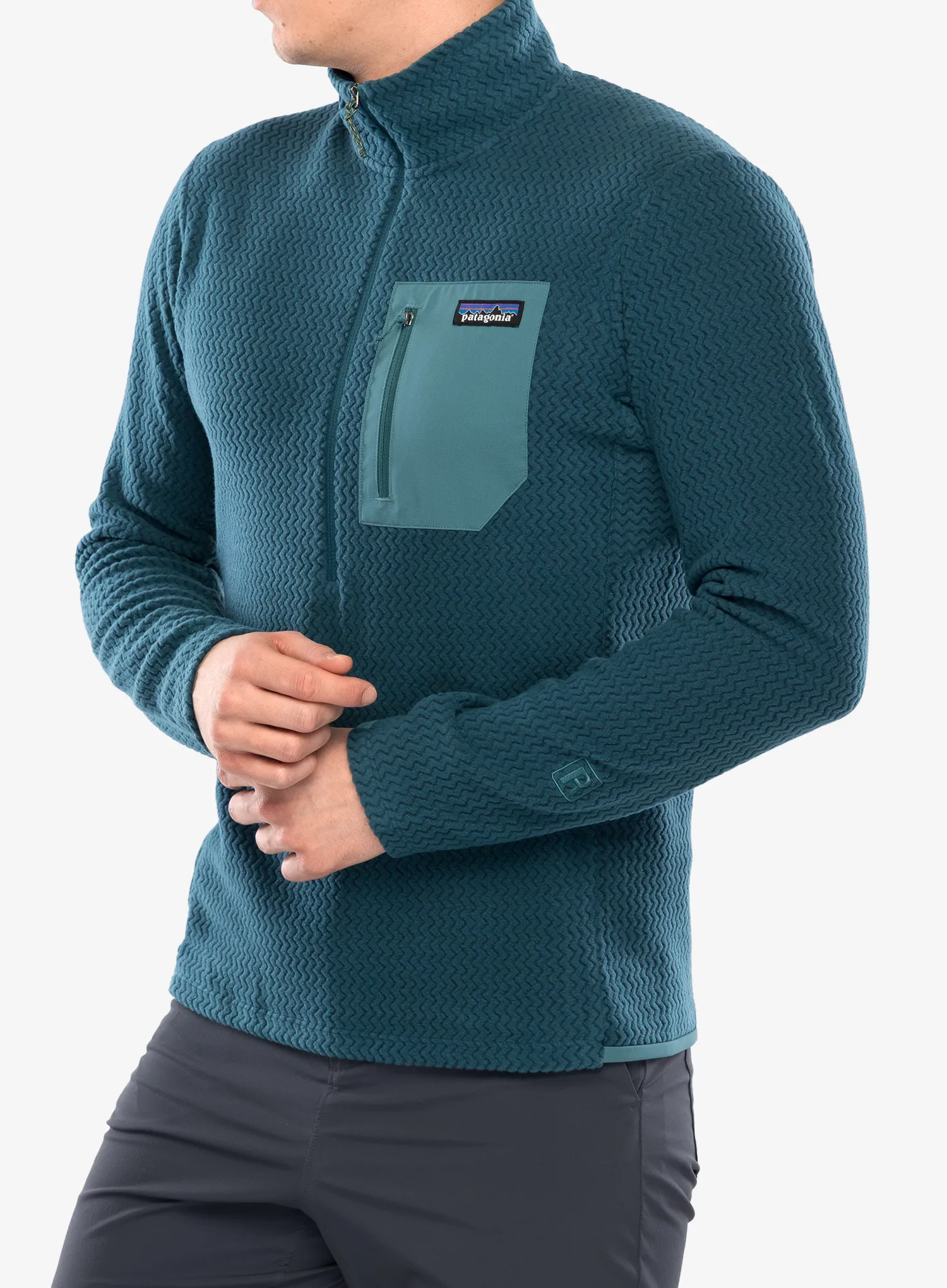 Puloverji brez kapuce Patagonia R1 Air Zip Neck - tidal teal