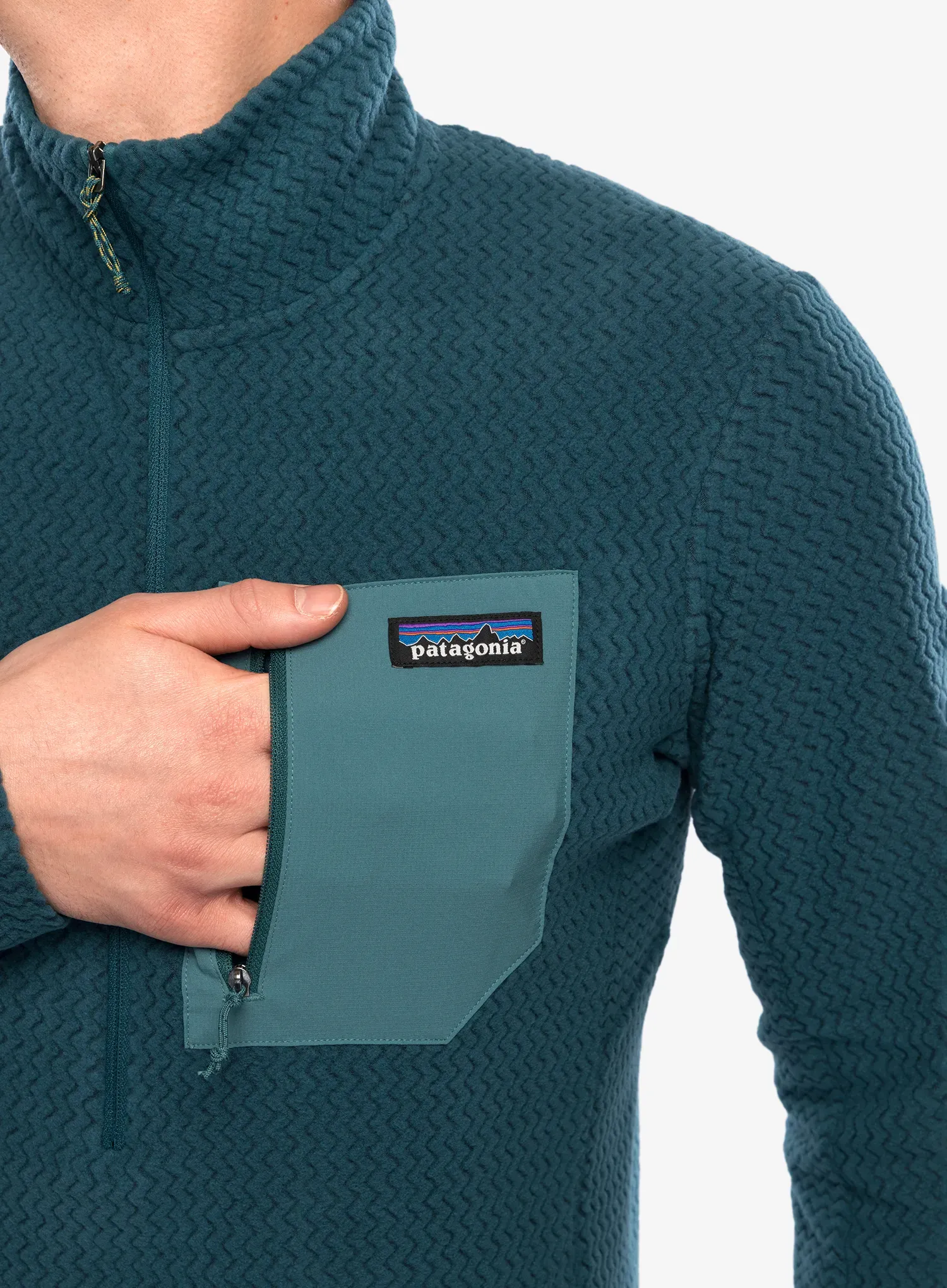 Puloverji brez kapuce Patagonia R1 Air Zip Neck - tidal teal