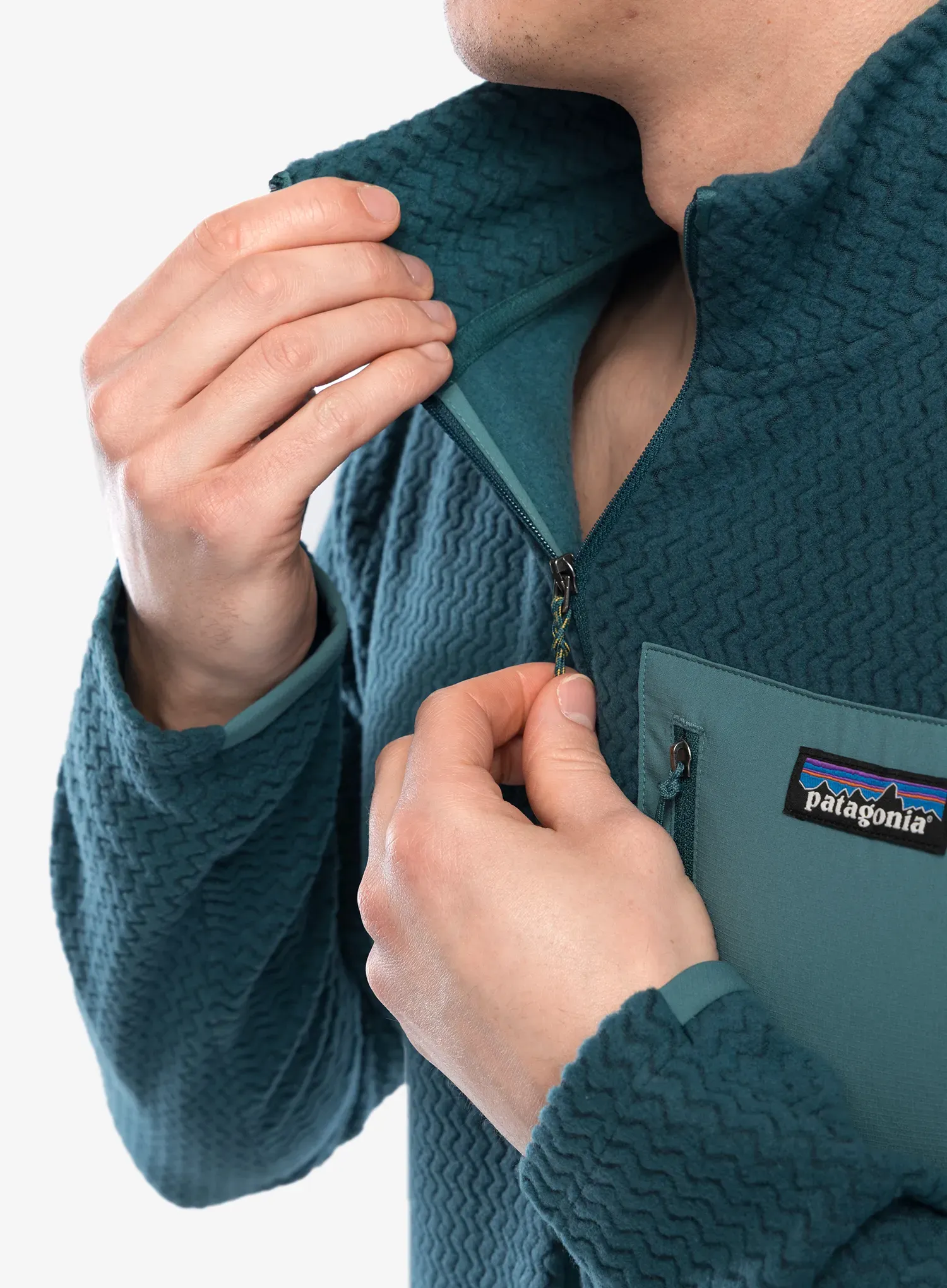 Puloverji brez kapuce Patagonia R1 Air Zip Neck - tidal teal