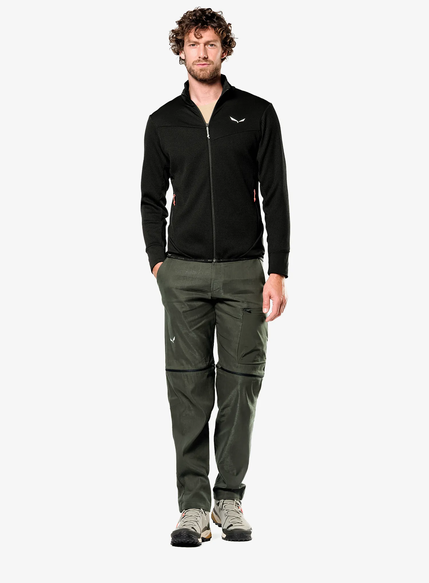 Puloverji brez kapuce Salewa Puez Waffle Hyb PL Jacket - black out