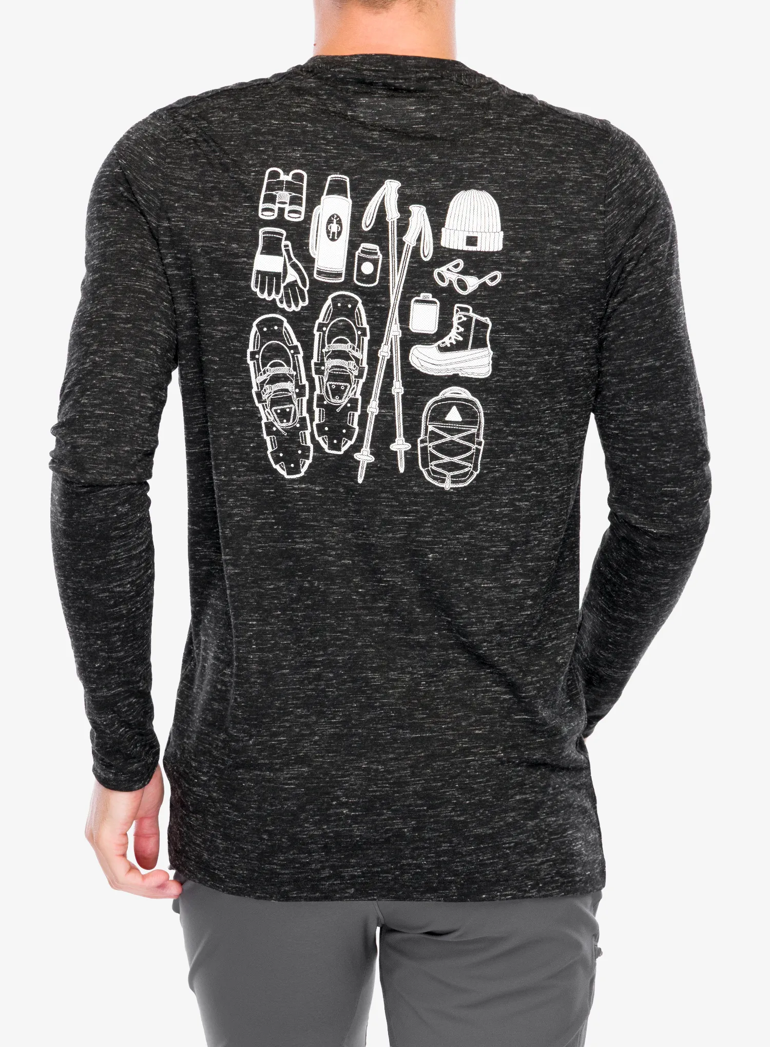 Puloverji brez kapuce Smartwool Merino Hemp Blend Gear Up Long Sleeve Graphic Tee - black heather