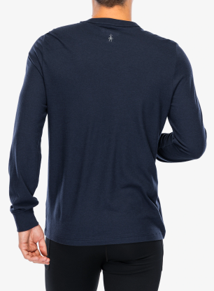 Puloverji brez kapuce Smartwool Snowcat Graphic Long Sleeve Graphic Tee - deep navy