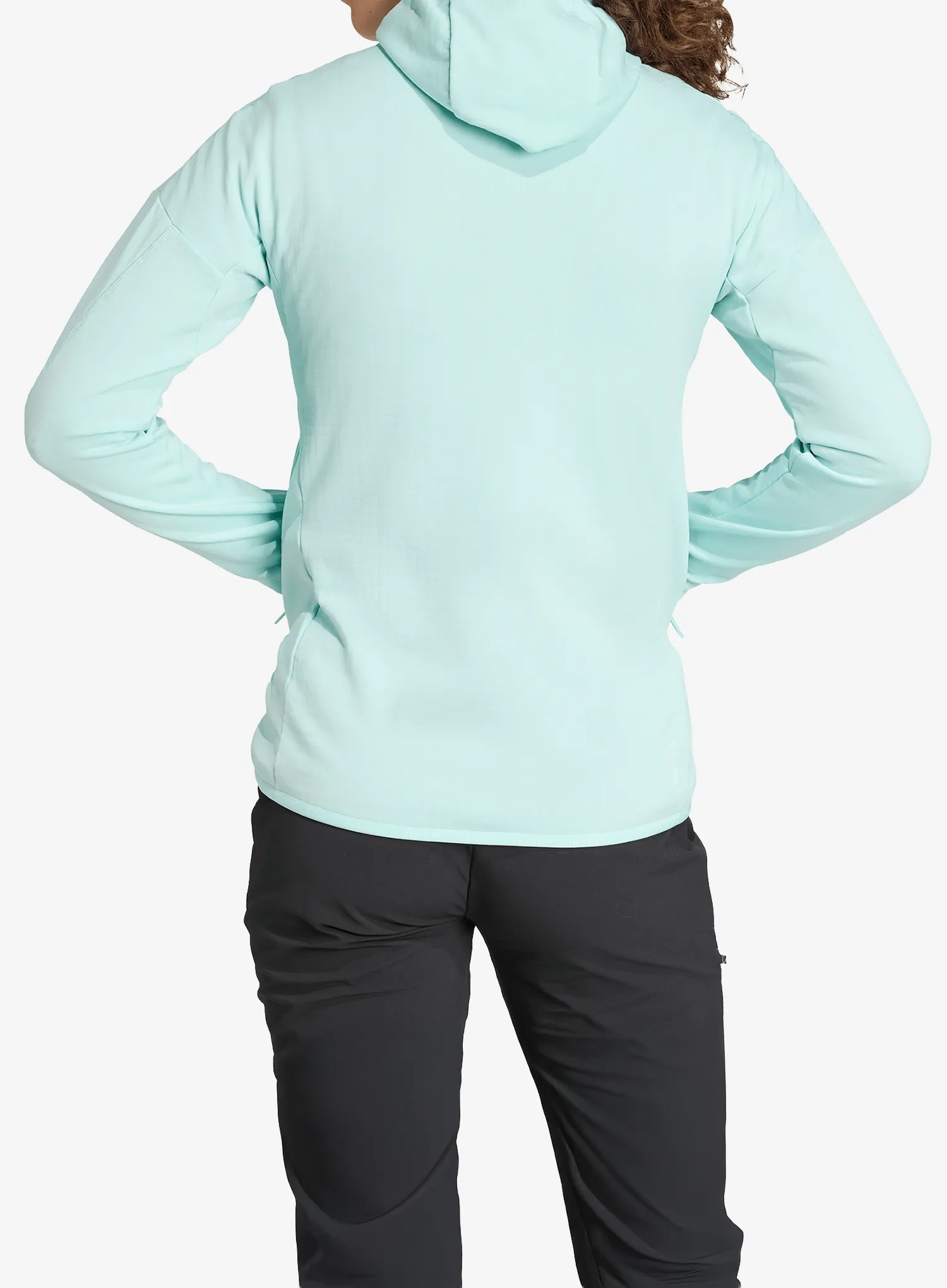 Ženska jopica adidas TERREX Techrock CLIMAWARM+ Wind Hooded Fleece Jacket - semi flash aqua