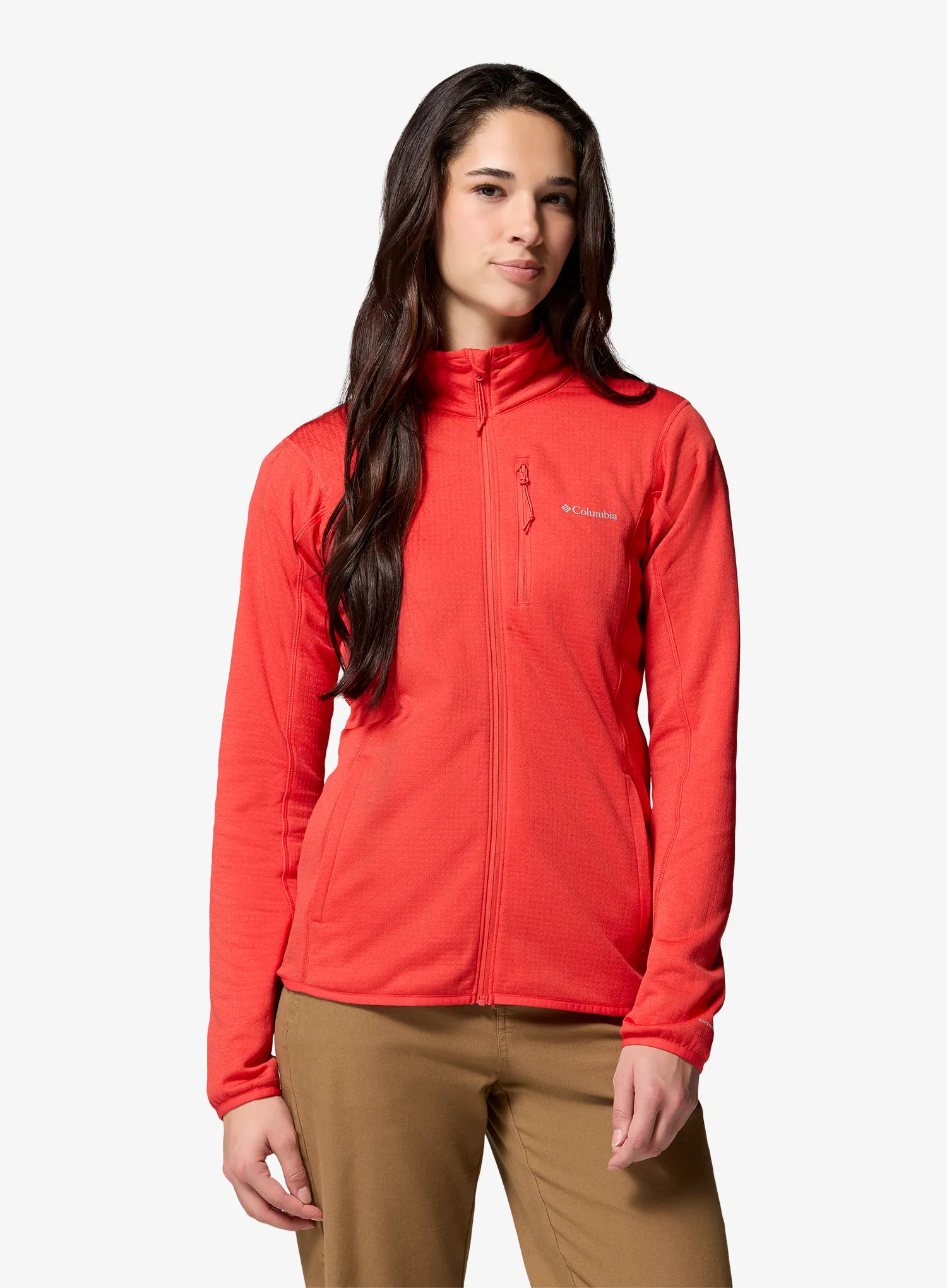Ženska jopica brez kapuce Columbia Essential Hike Grid Fleece Full Zip - poppy red