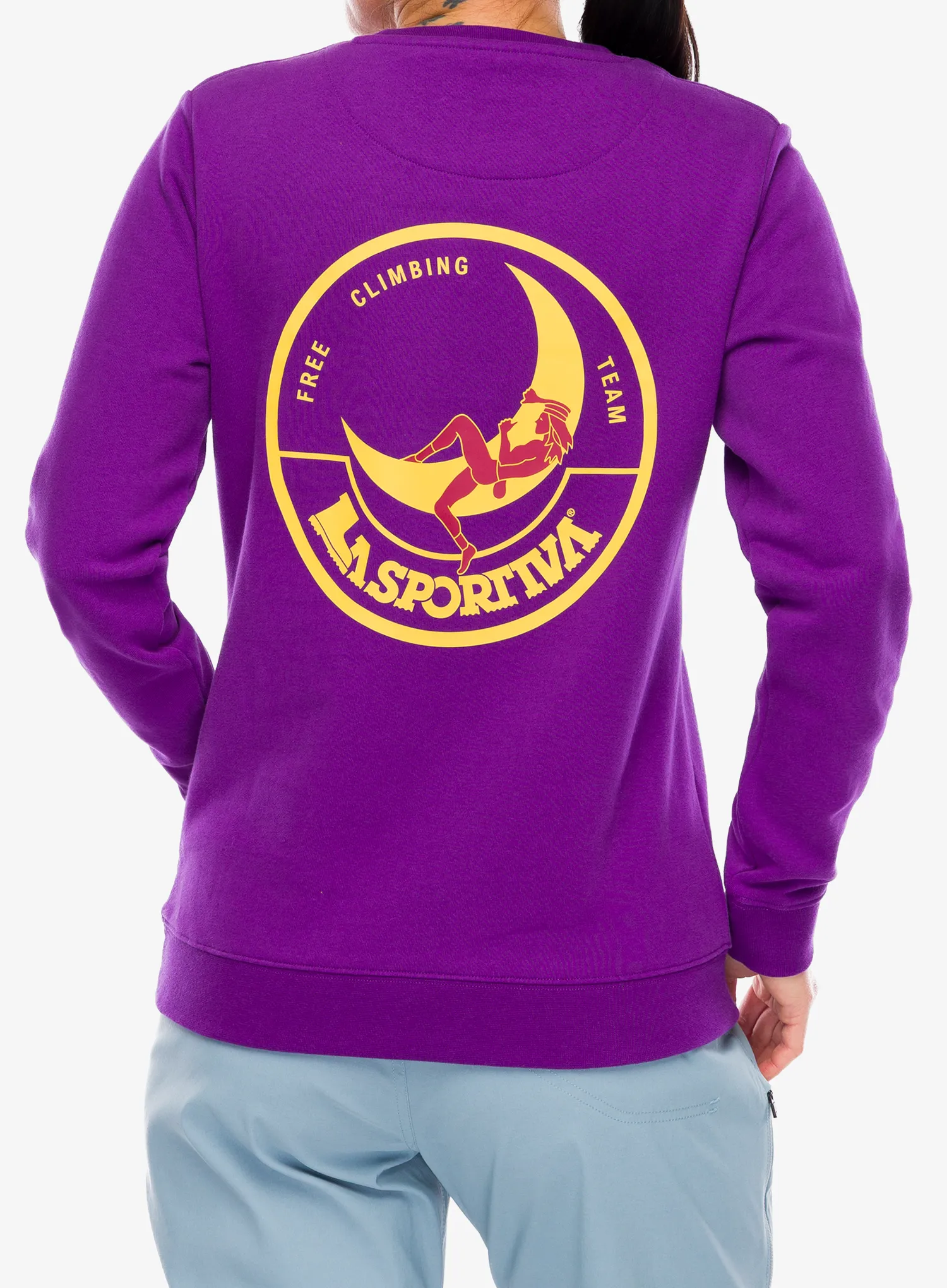 Ženska jopica brez kapuce La Sportiva Climbing on the Moon Sweatshirt - violet/yellow