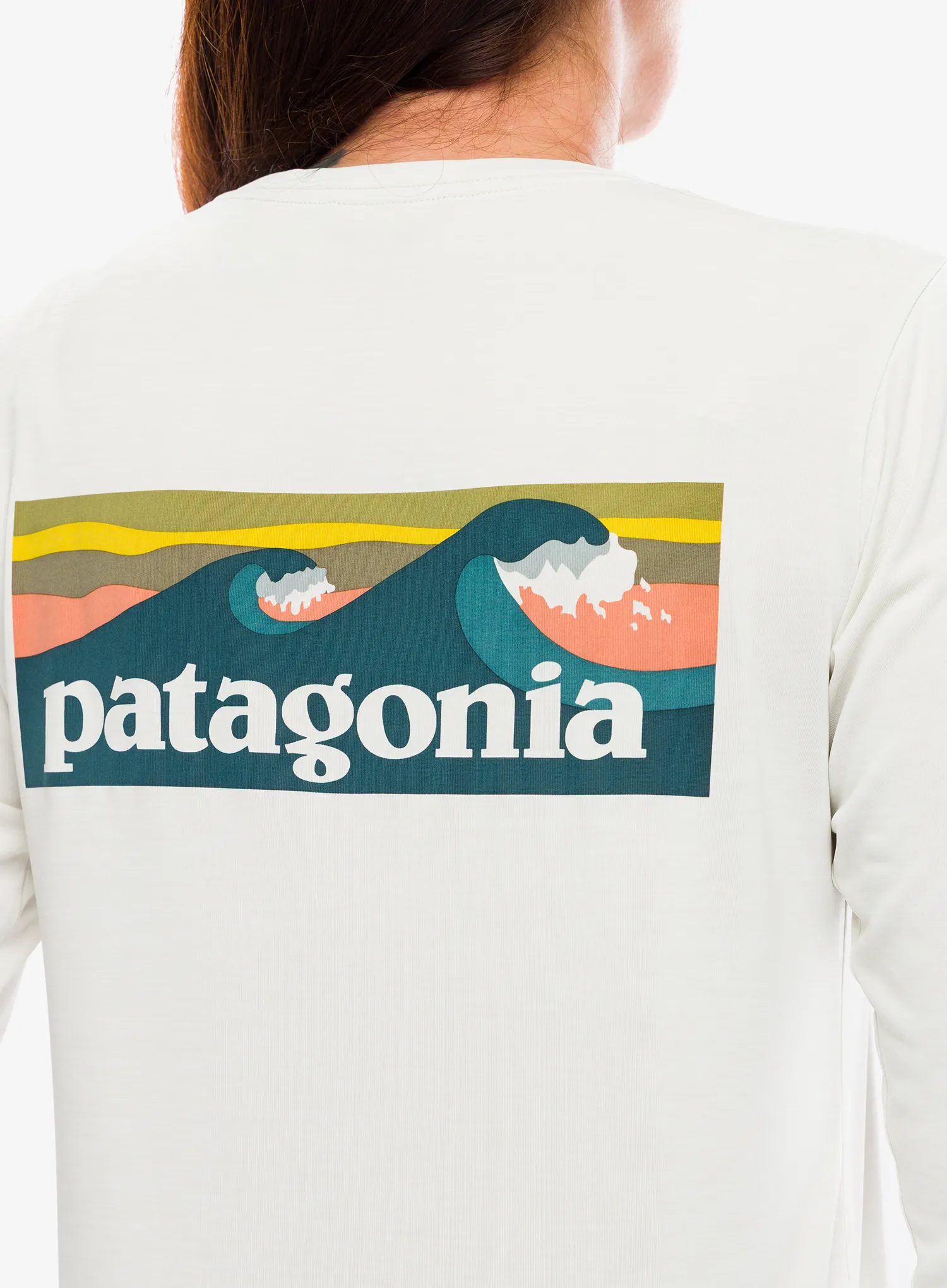 Ženska jopica brez kapuce Patagonia L/S Cap Cool Daily Shirt Boardshort Logo - dyno white