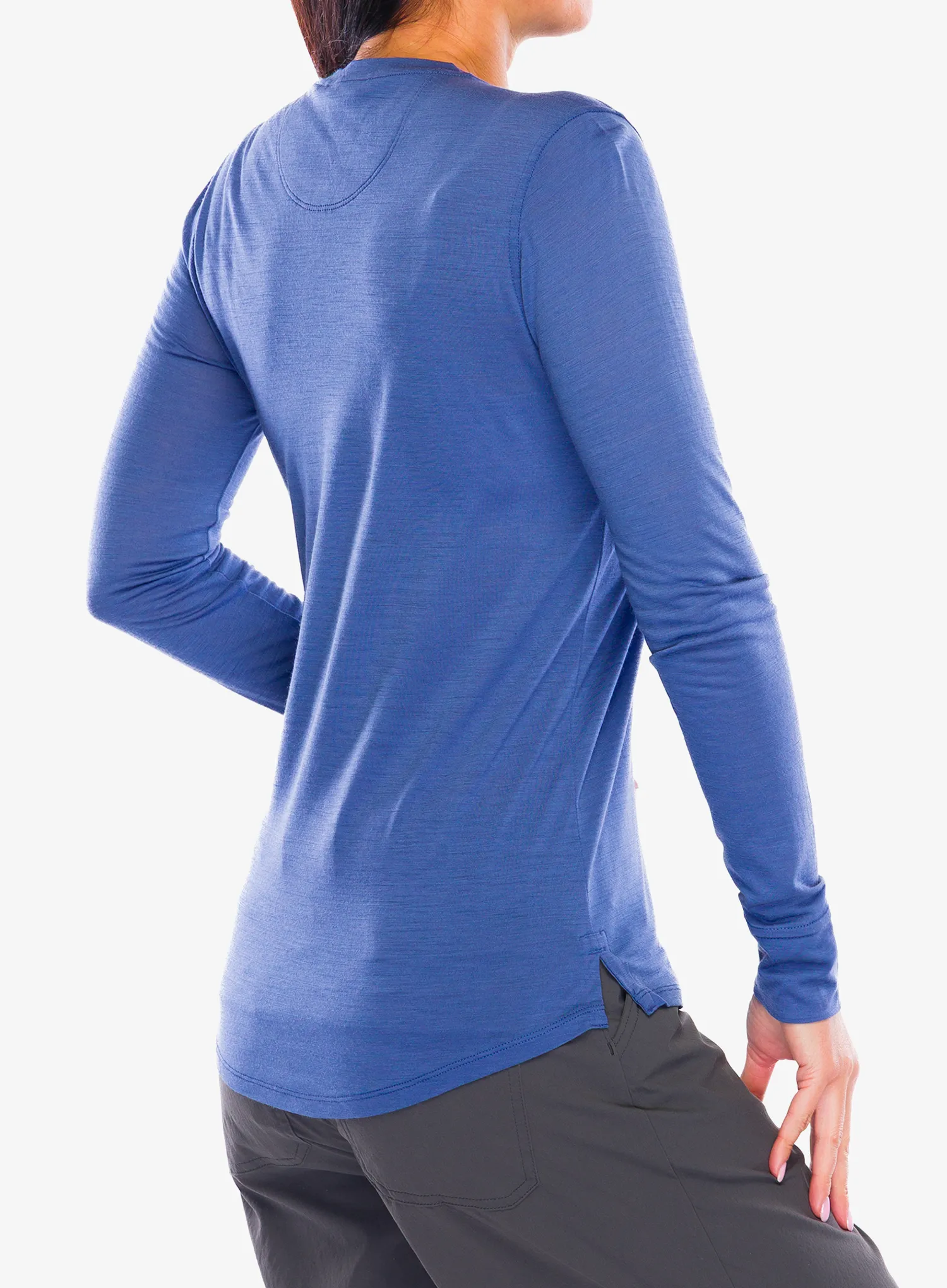 Ženska jopica brez kapuce Patagonia L/S Cap Cool Merino Graphic - strata stripe/current blue