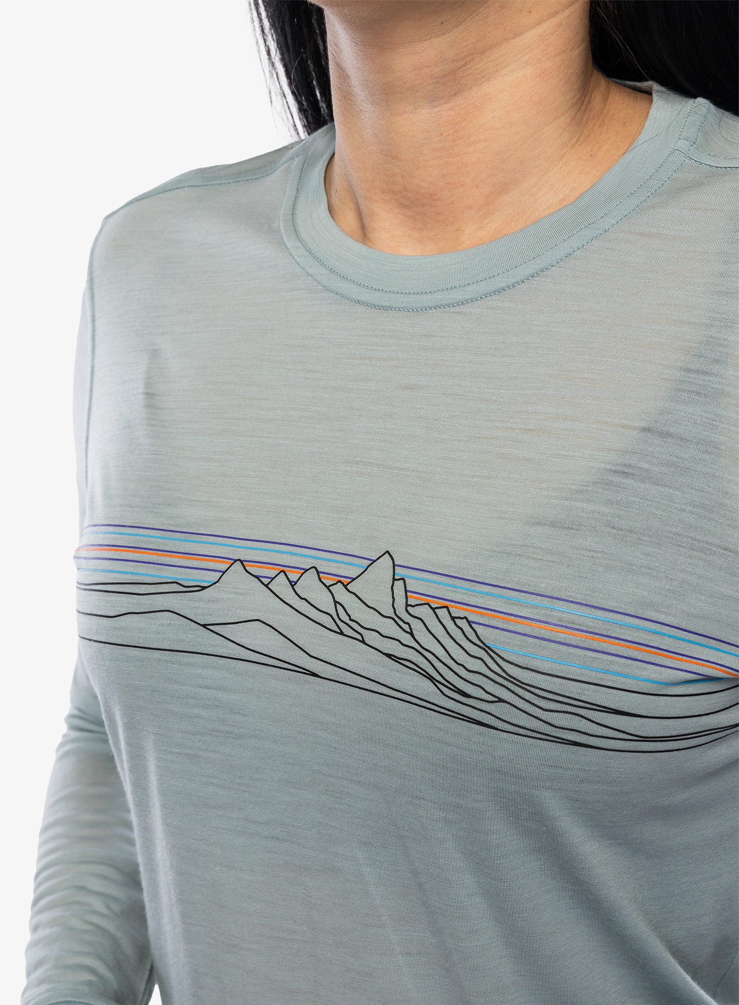 Ženska jopica brez kapuce Patagonia L/S Cap Cool Merino Graphic - strata stripe/thermal blue