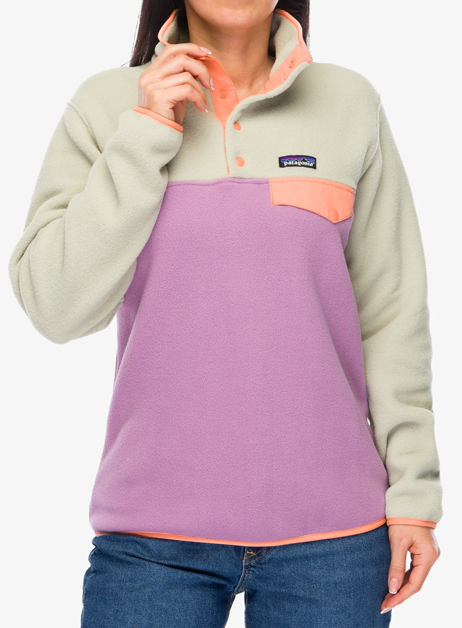 Ženska jopica brez kapuce Patagonia Lightweight Synch Snap-T Pullover - light violet