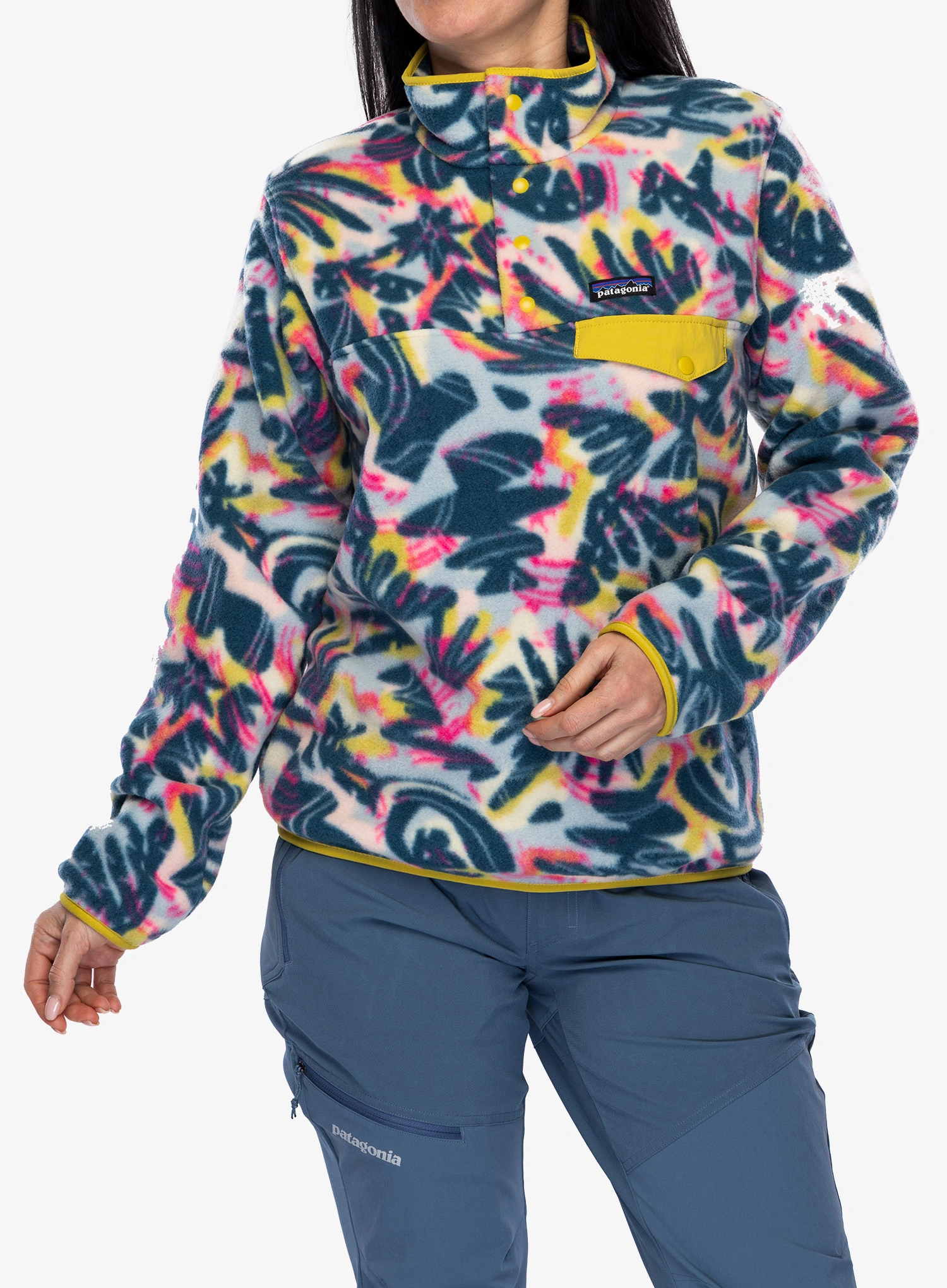 Ženska jopica brez kapuce Patagonia Lightweight Synch Snap-T Pullover - wild botanist/tidal teal