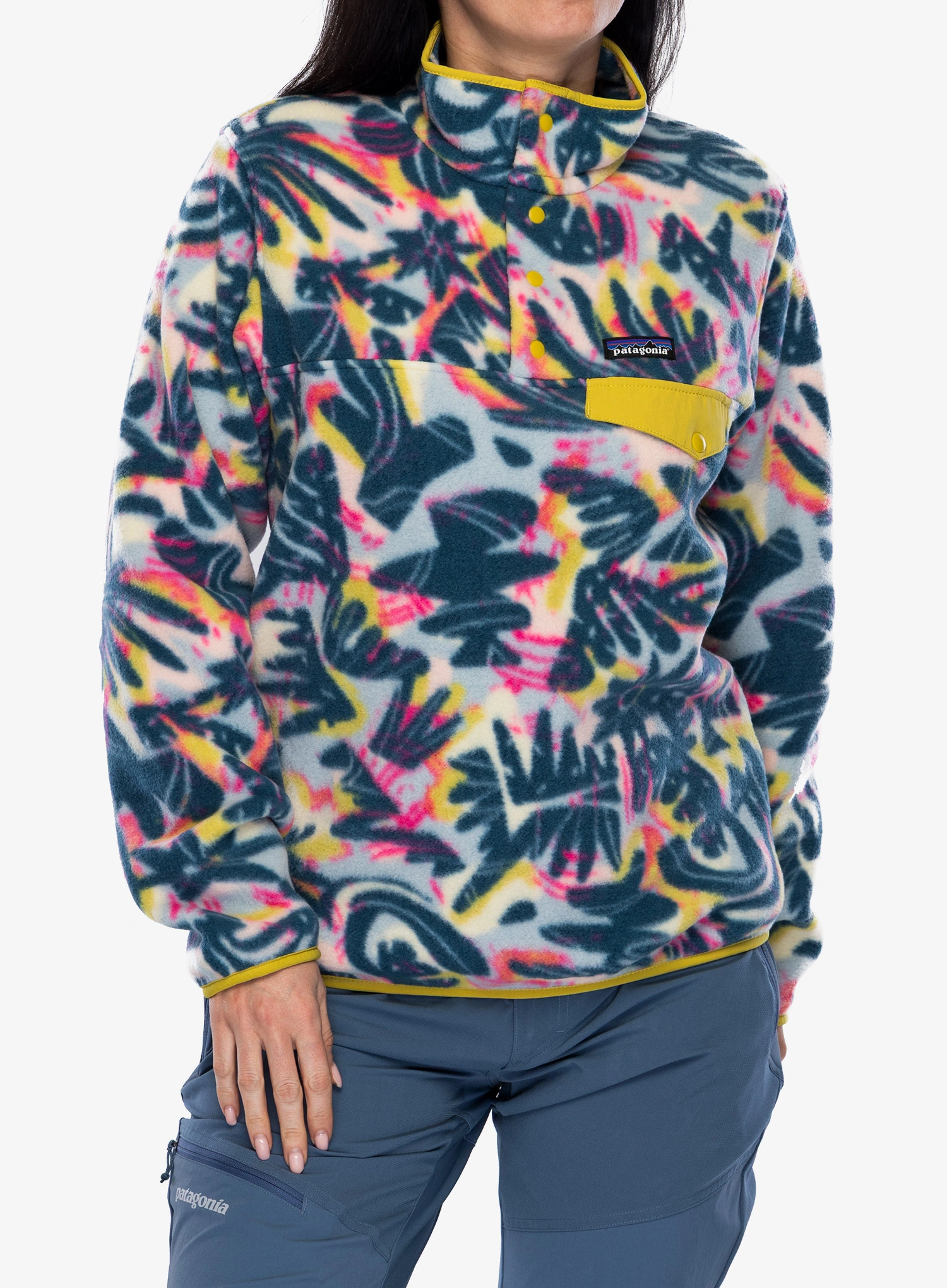 Ženska jopica brez kapuce Patagonia Lightweight Synch Snap-T Pullover - wild botanist/tidal teal