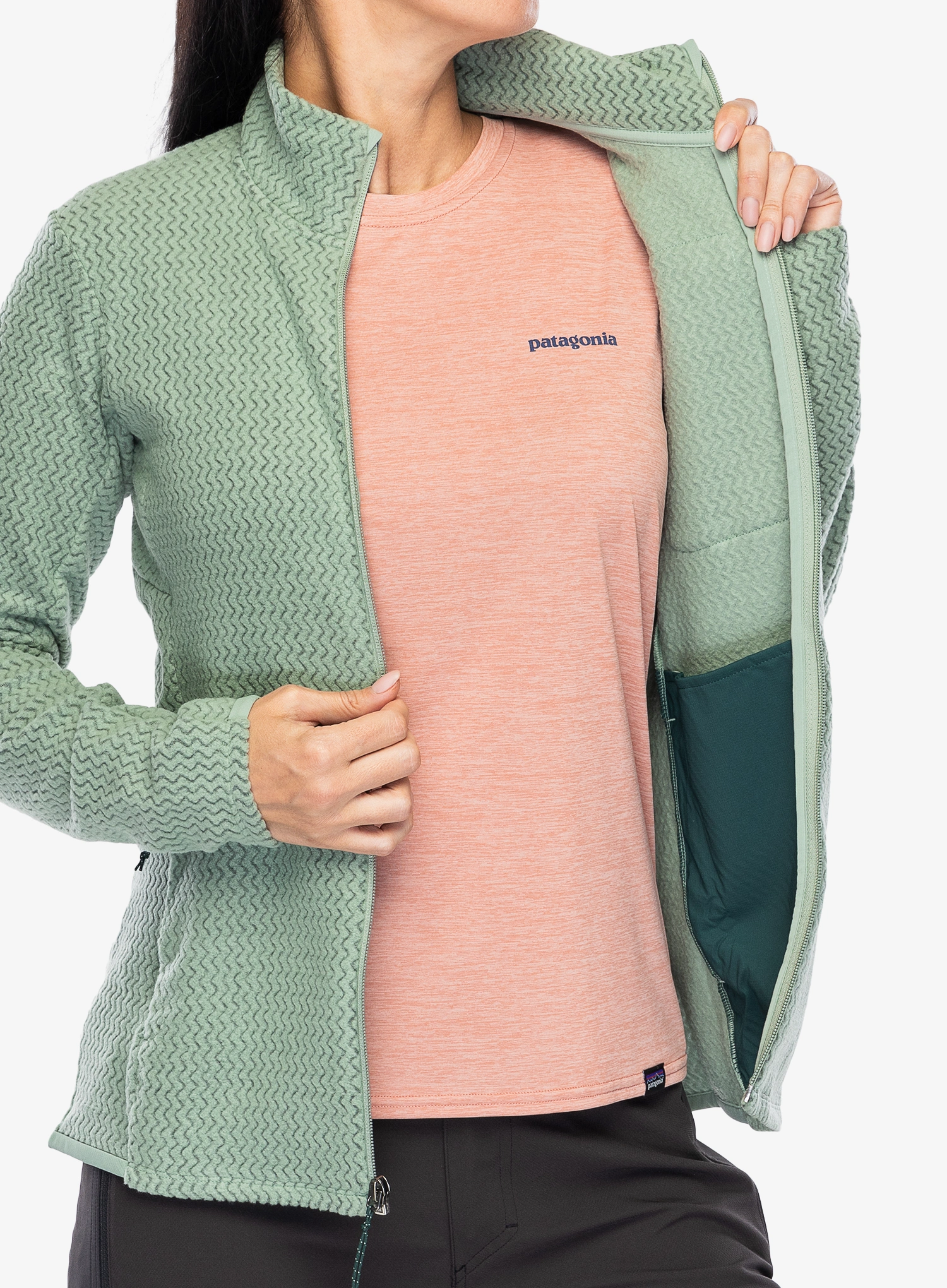 Ženska jopica brez kapuce Patagonia R1 Air Jacket - ellwood green