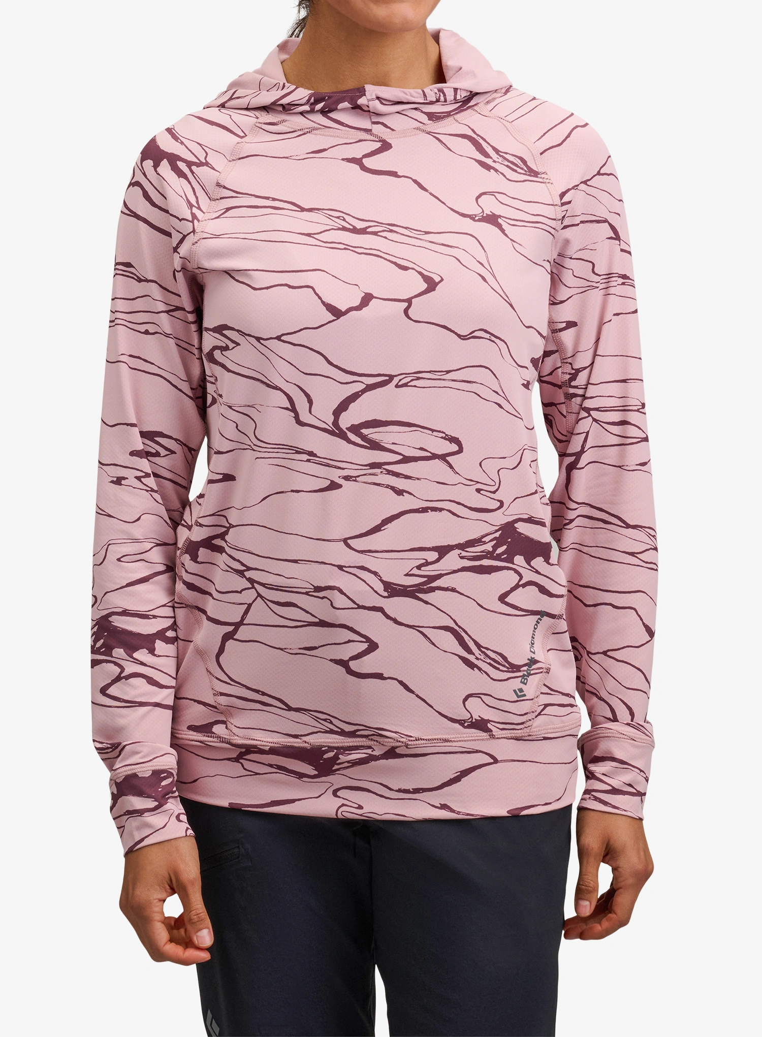 Ženska jopica Black Diamond Alpenglow Hoody - relief/meadow rose/fig