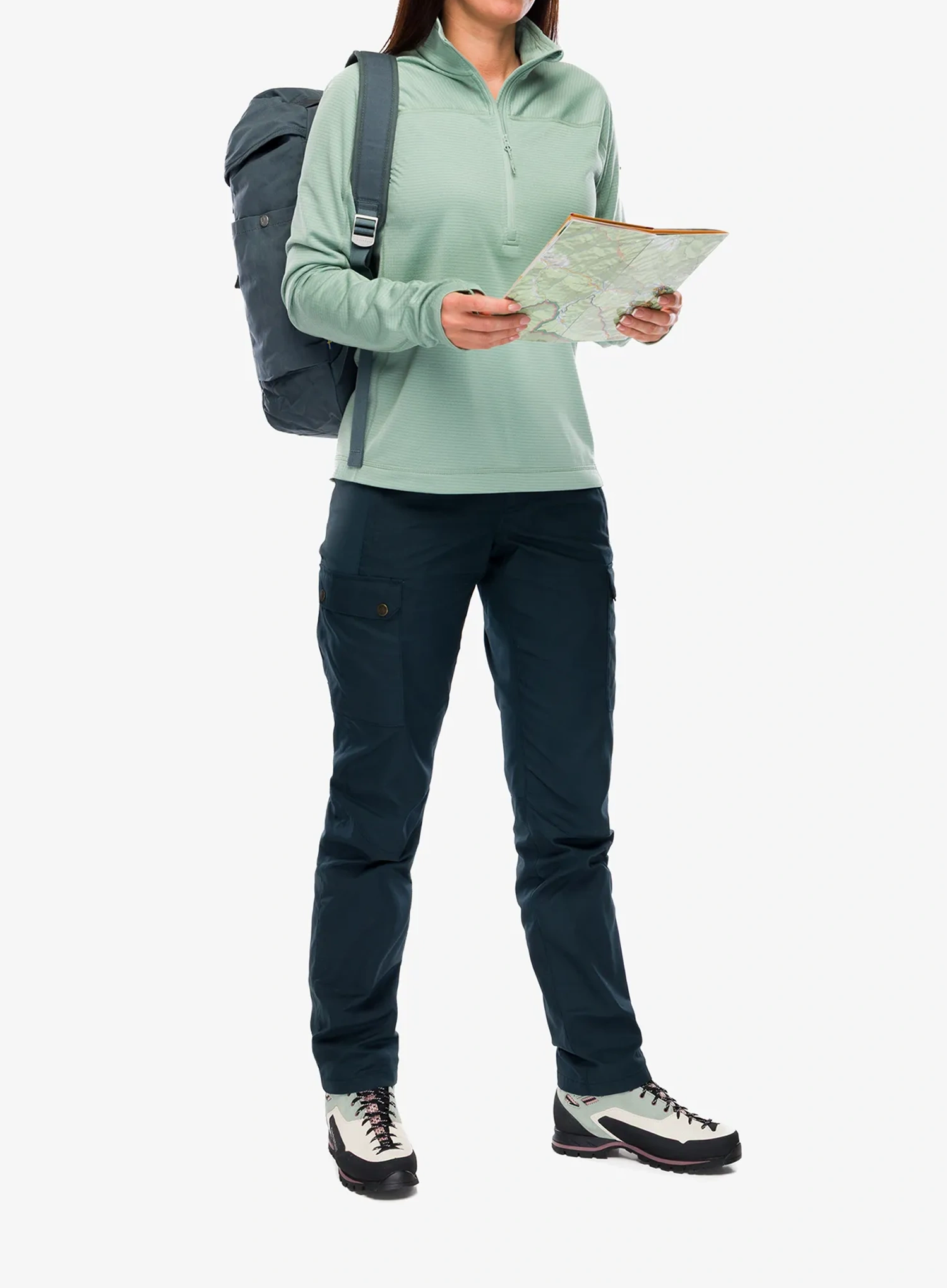 Ženska jopica Fjallraven Abisko Lite Fleece Half Zip - misty green