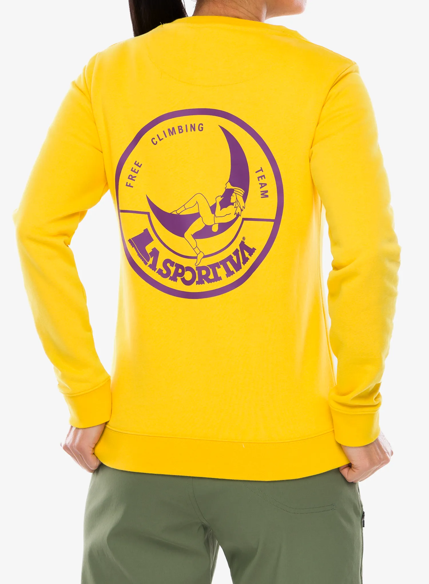 Ženska jopica La Sportiva Climbing on the Moon Sweatshirt - yellow/violet