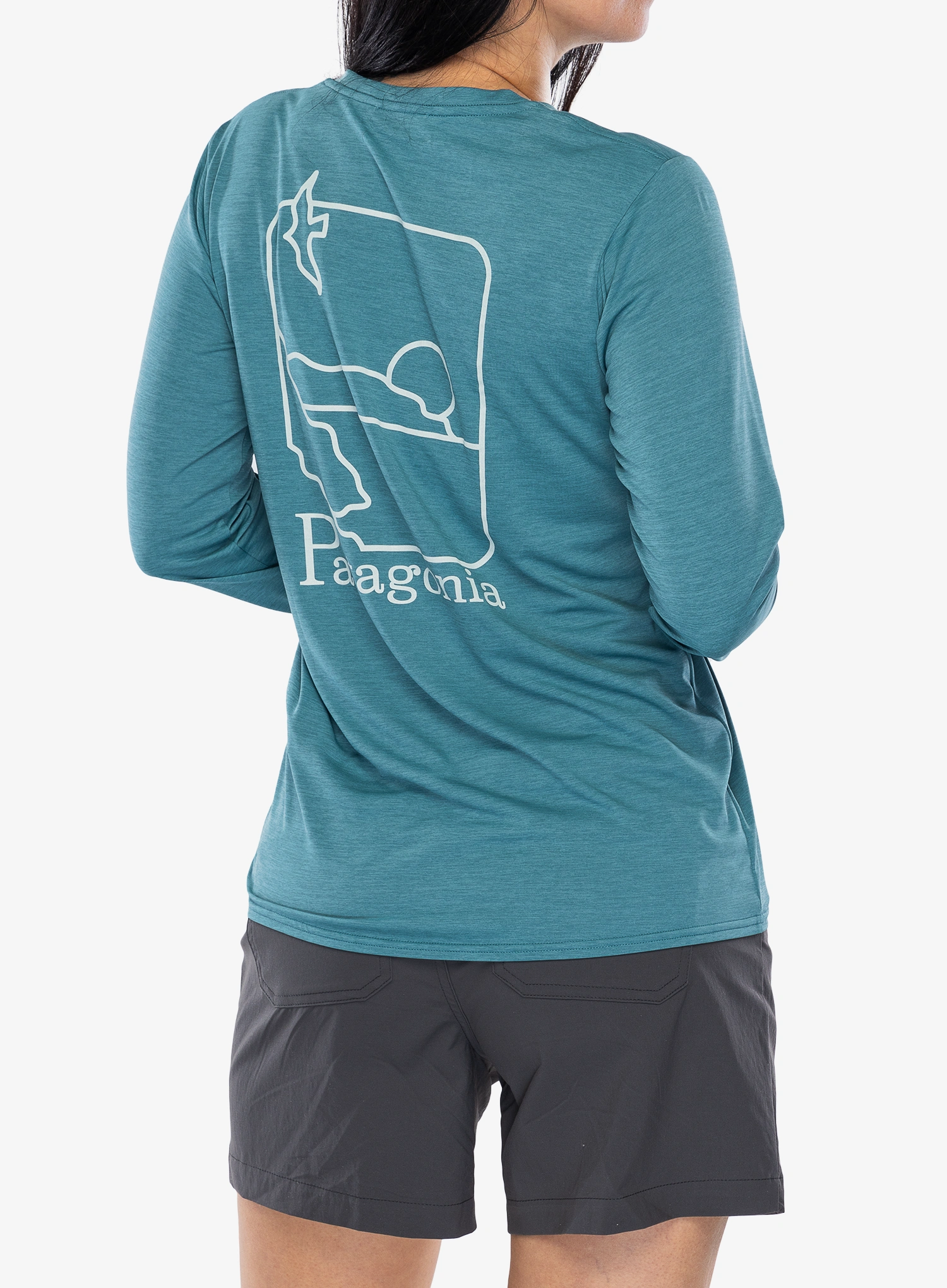 Ženska jopica Patagonia L/S Cap Cool Daily Graphic Shirt Waters - swelldrifter/wetland blue