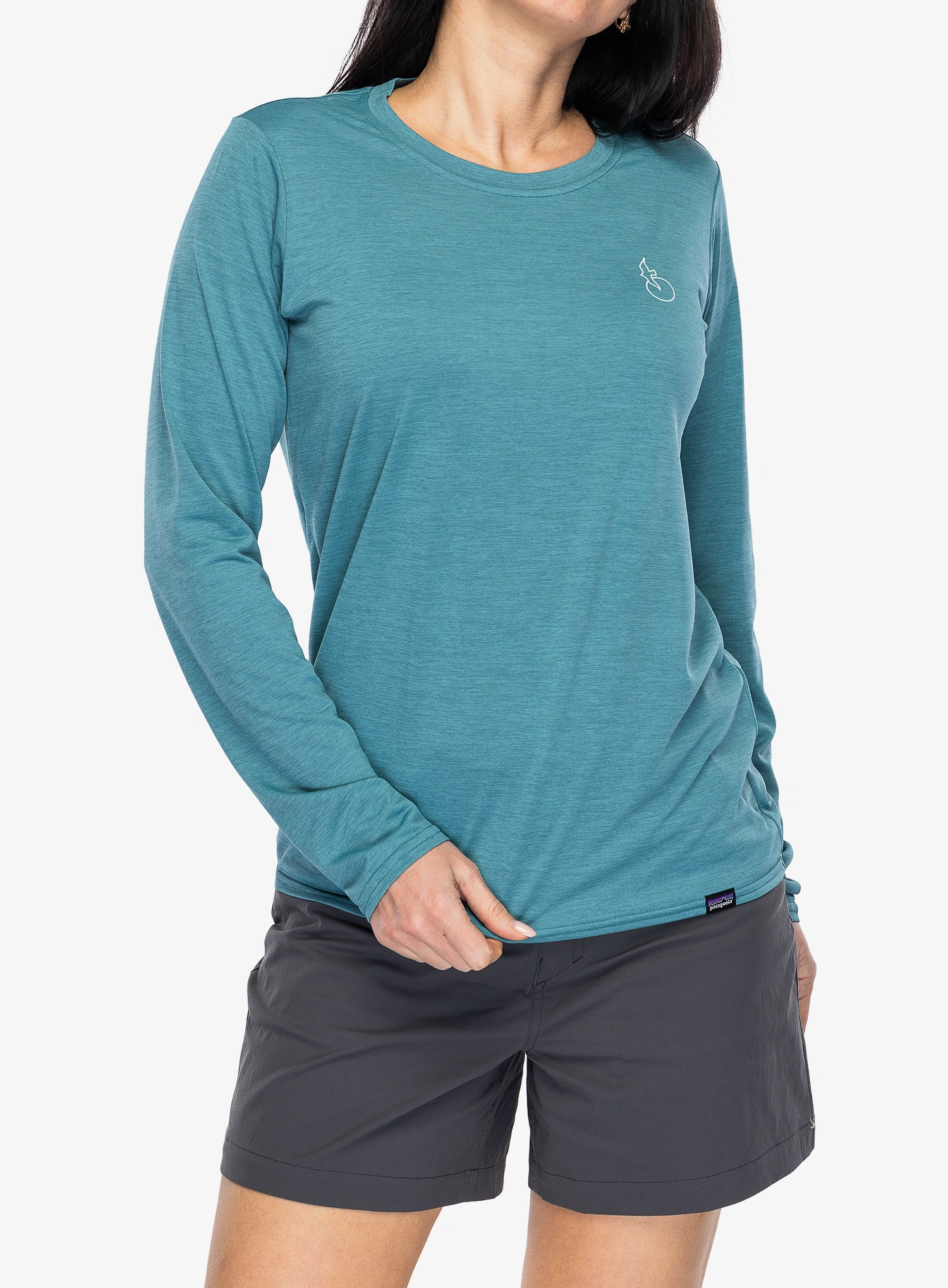 Ženska jopica Patagonia L/S Cap Cool Daily Graphic Shirt Waters - swelldrifter/wetland blue