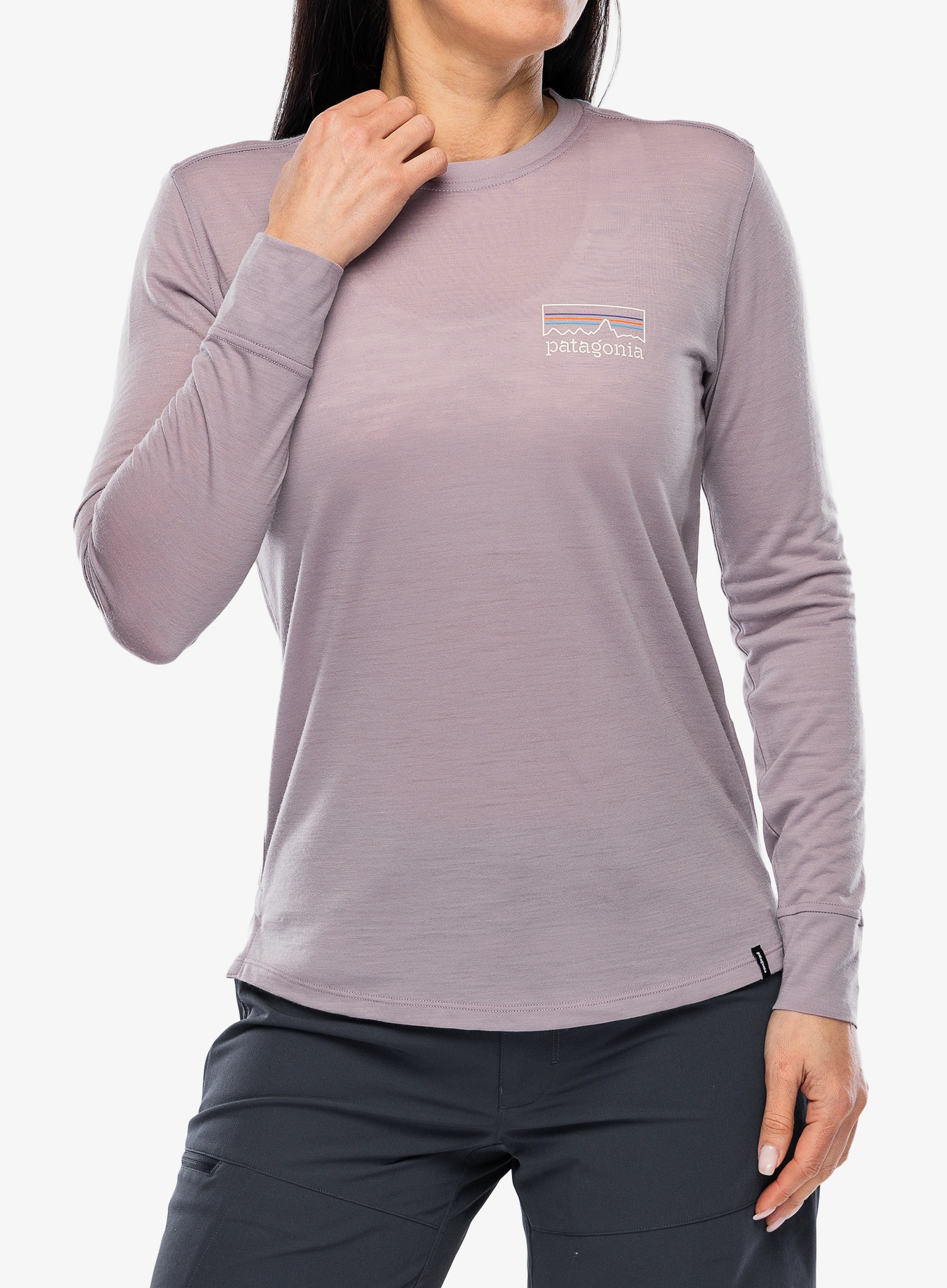 Ženska jopica Patagonia L/S Cap Cool Merino Graphic - fitz roy strata/quiet violet
