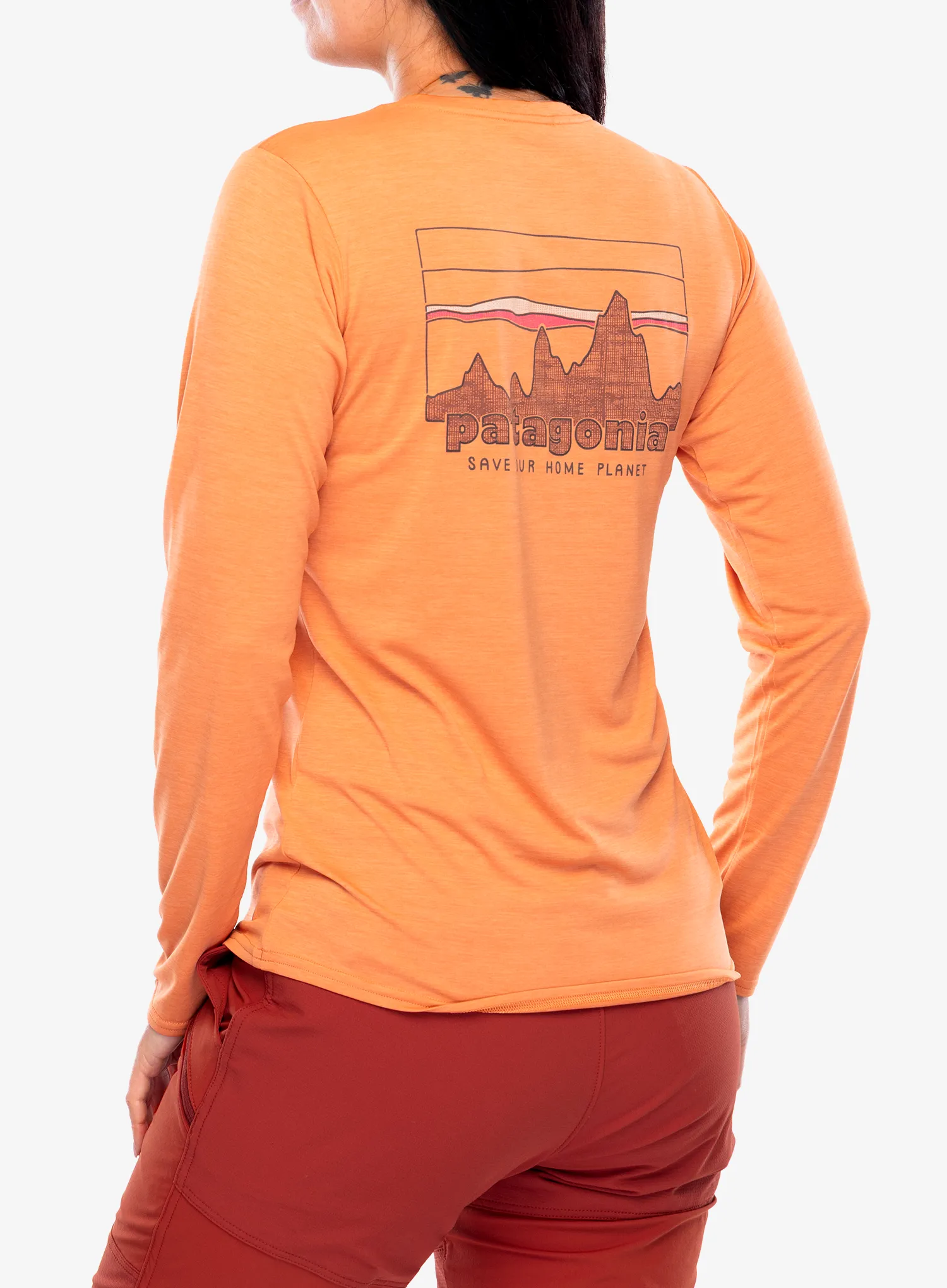 Ženska jopica Patagonia L/S Capilene Cool Daily Graphic Shirt - 73 skyline/rock melon