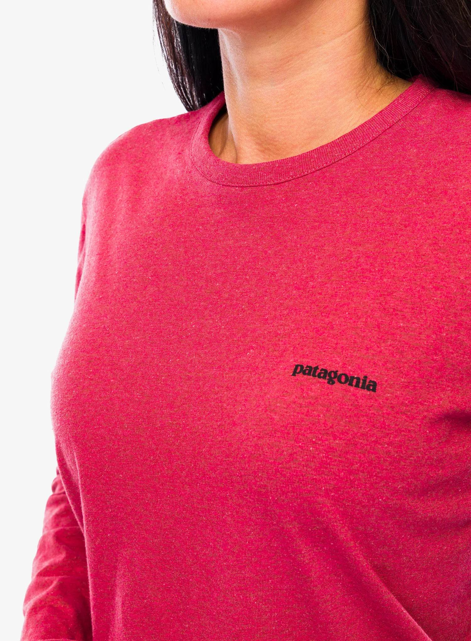 Ženska jopica Patagonia L/S P-6 Logo Responsibili-Tee - potters red