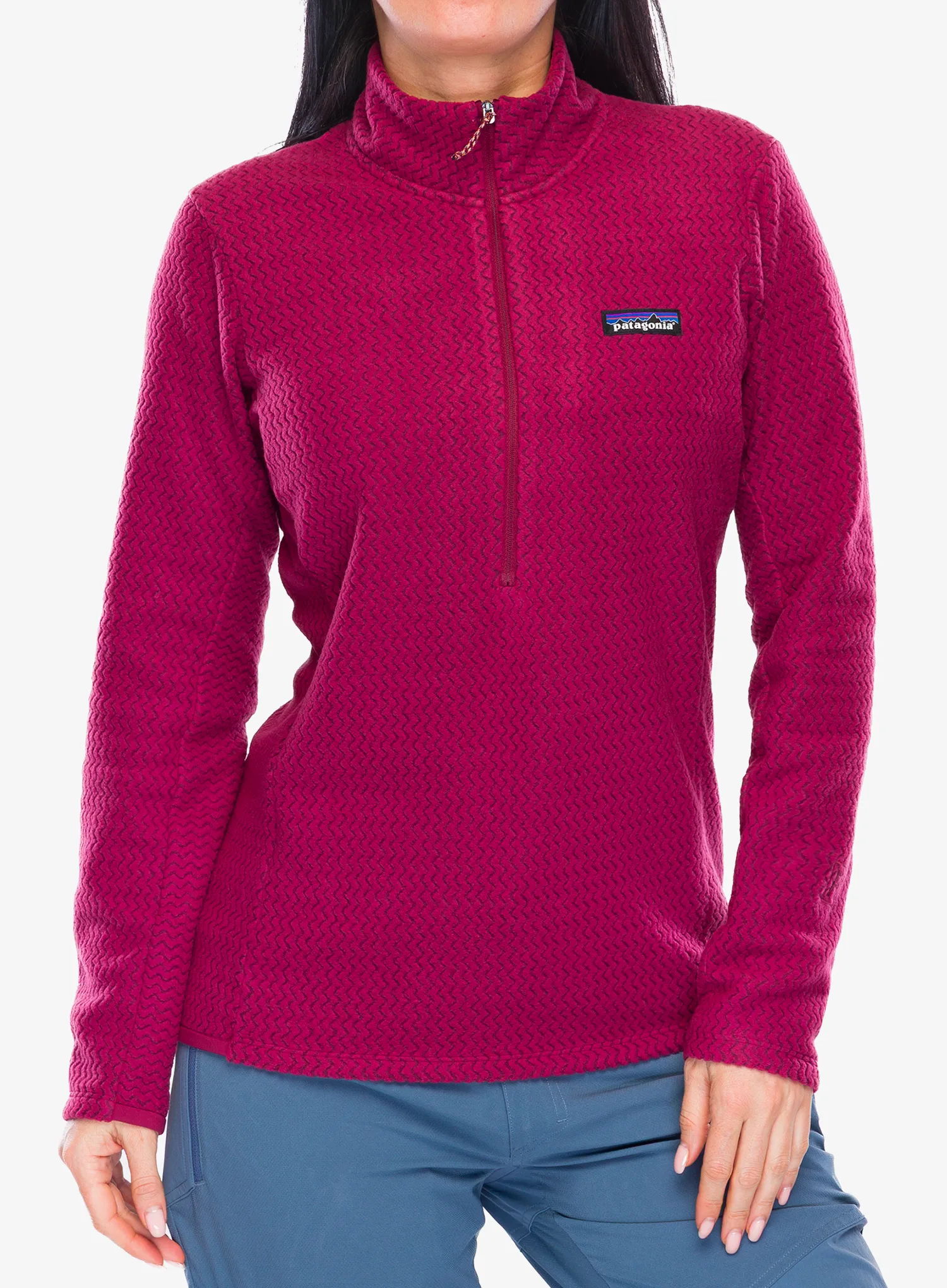 Ženska jopica Patagonia R1 Air Zip Neck - marion red