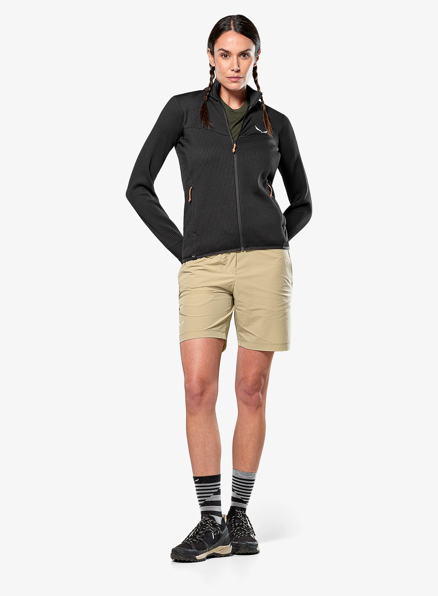 Ženska jopica Salewa Puez Waffle Hyb PL Jacket  - black out