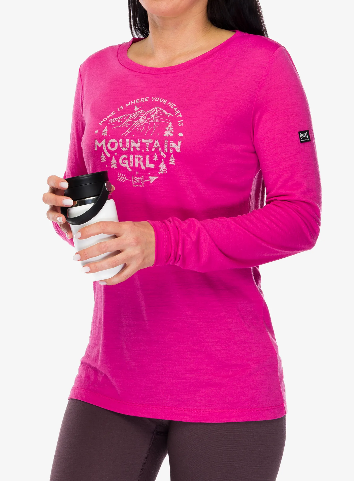 Ženska jopica Super.natural Mountain Girl LS - pinky rose/white stone