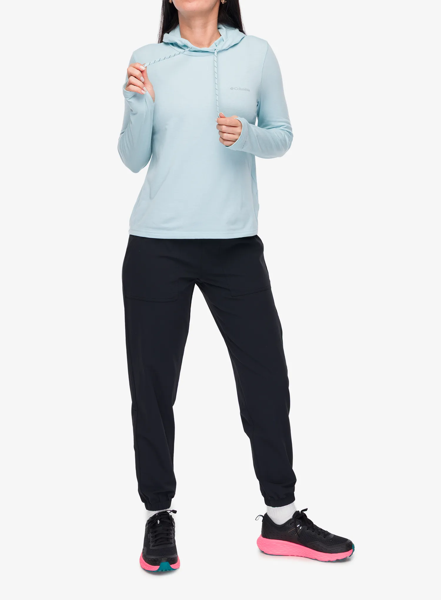 Ženska jopica s kapuco Columbia EU Sun Trek LS Hoodie - marine light