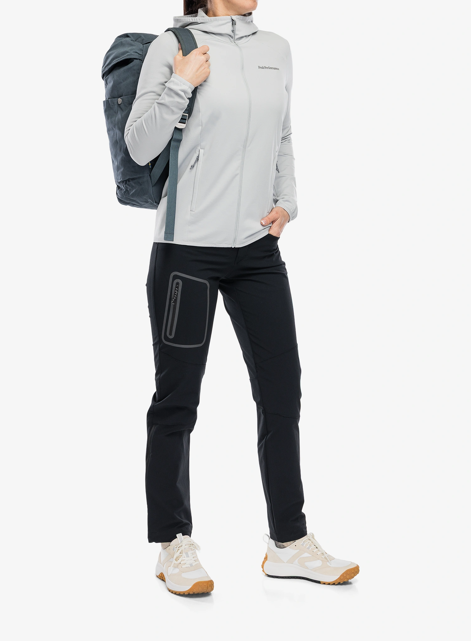 Ženska jopica s kapuco Peak Performance Light Zip Hood - summit smoke
