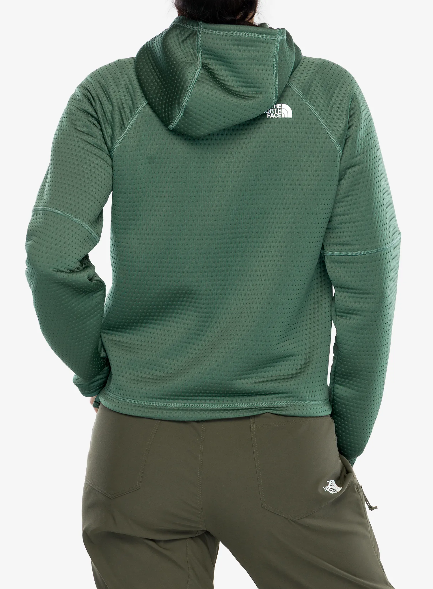 Ženska jopica s kapuco The North Face Dotknit Thermal FZ Hoodie - duck green