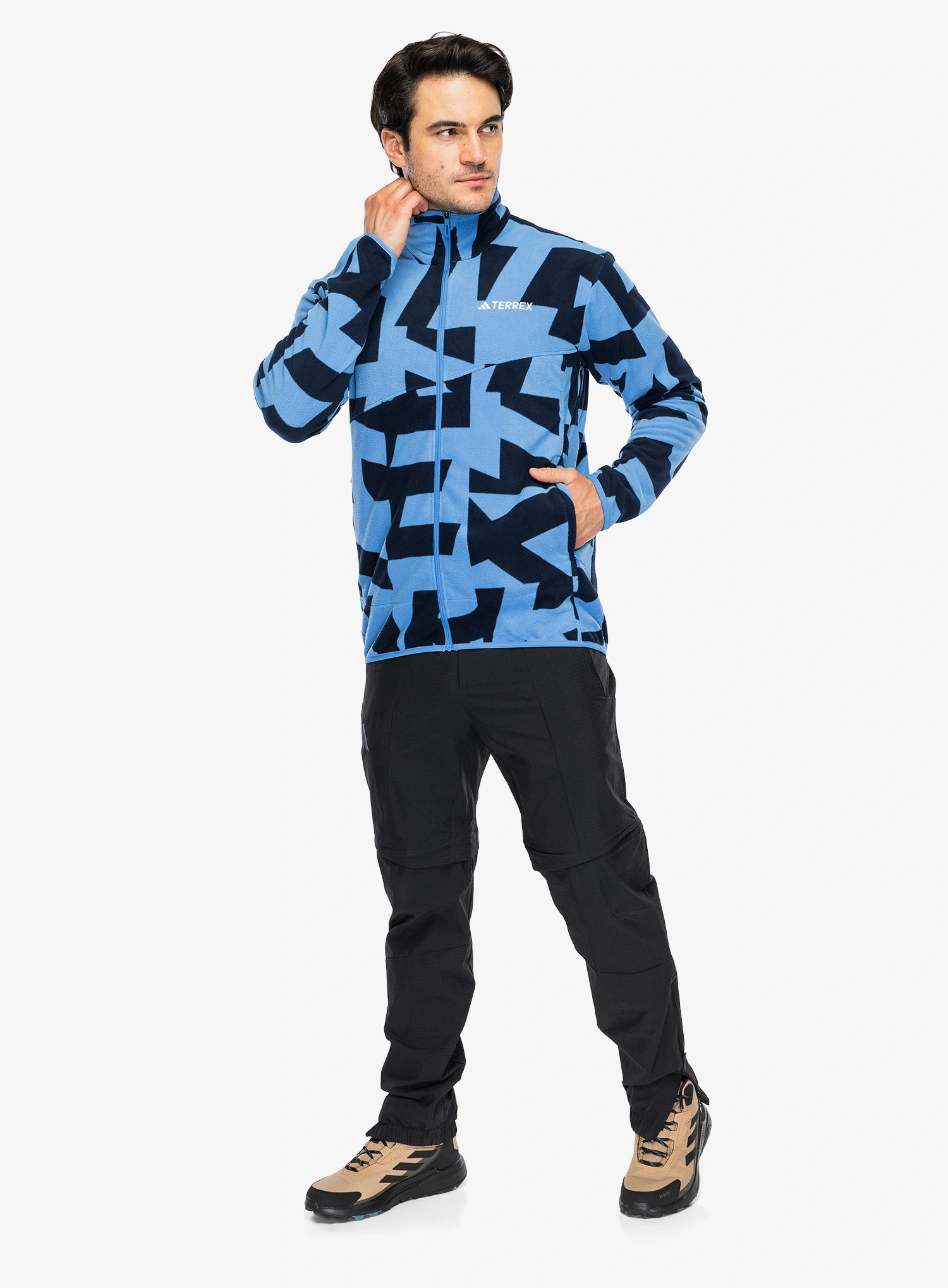 Flis adidas TERREX Multi Printed Full-Zip Fleece Jacket - ray blue/legend ink