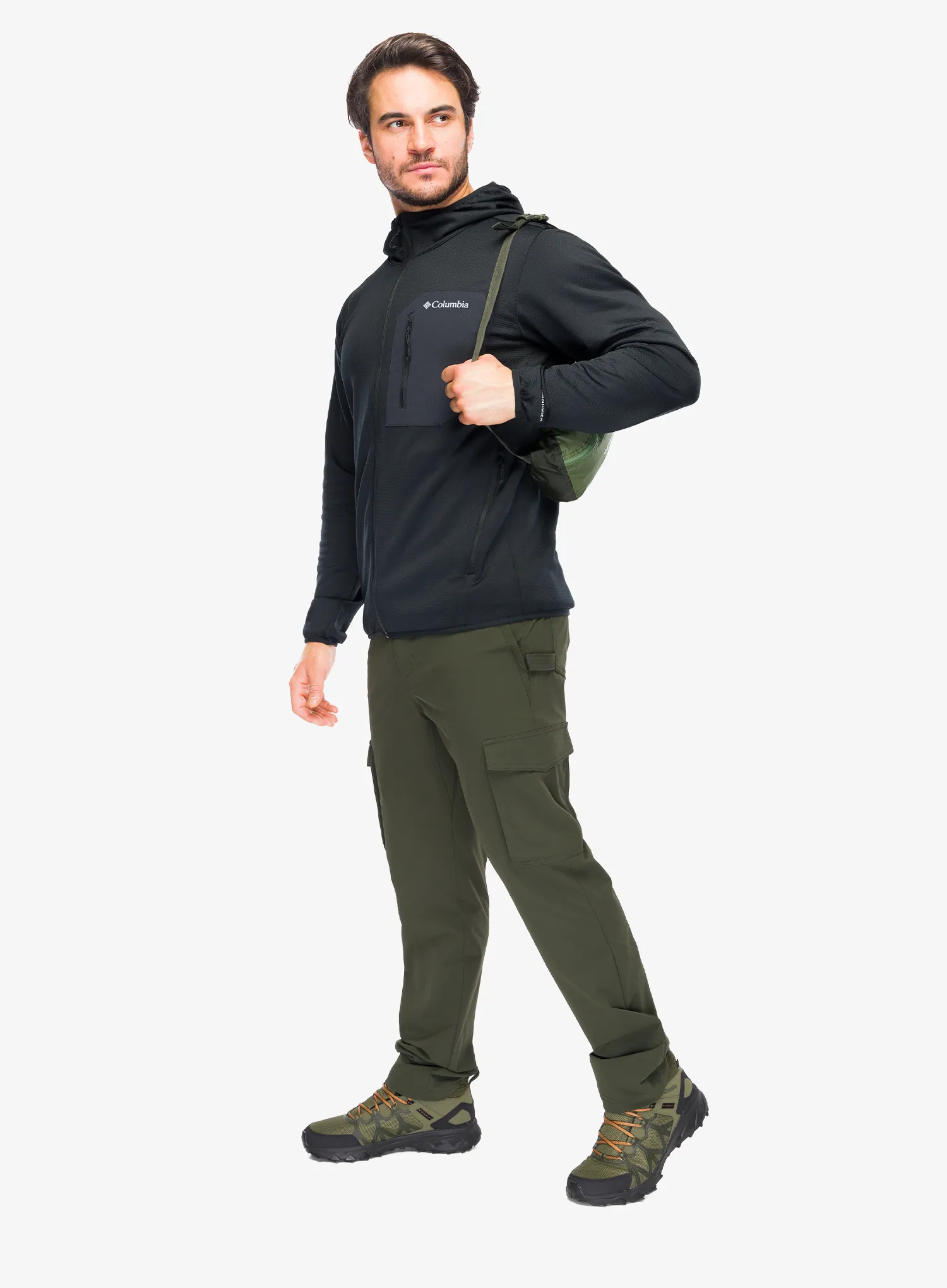 Flis Columbia Tall Heights Hooded Grid Fleece Full Zip - black