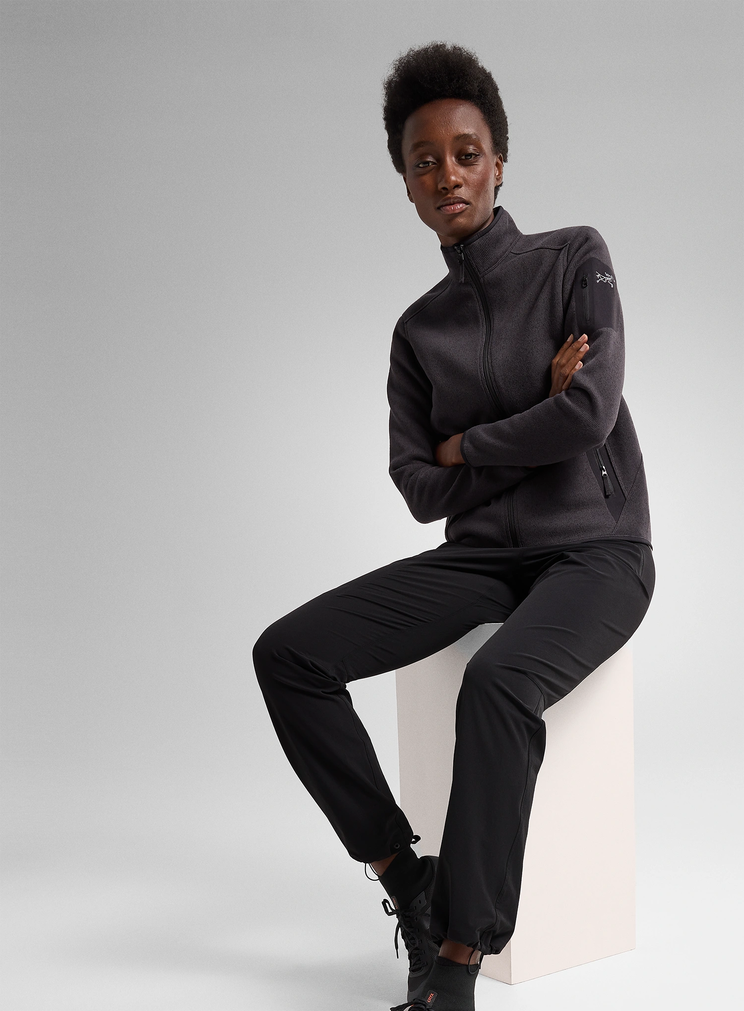 Ženski flis Arcteryx Covert Cardigan - black