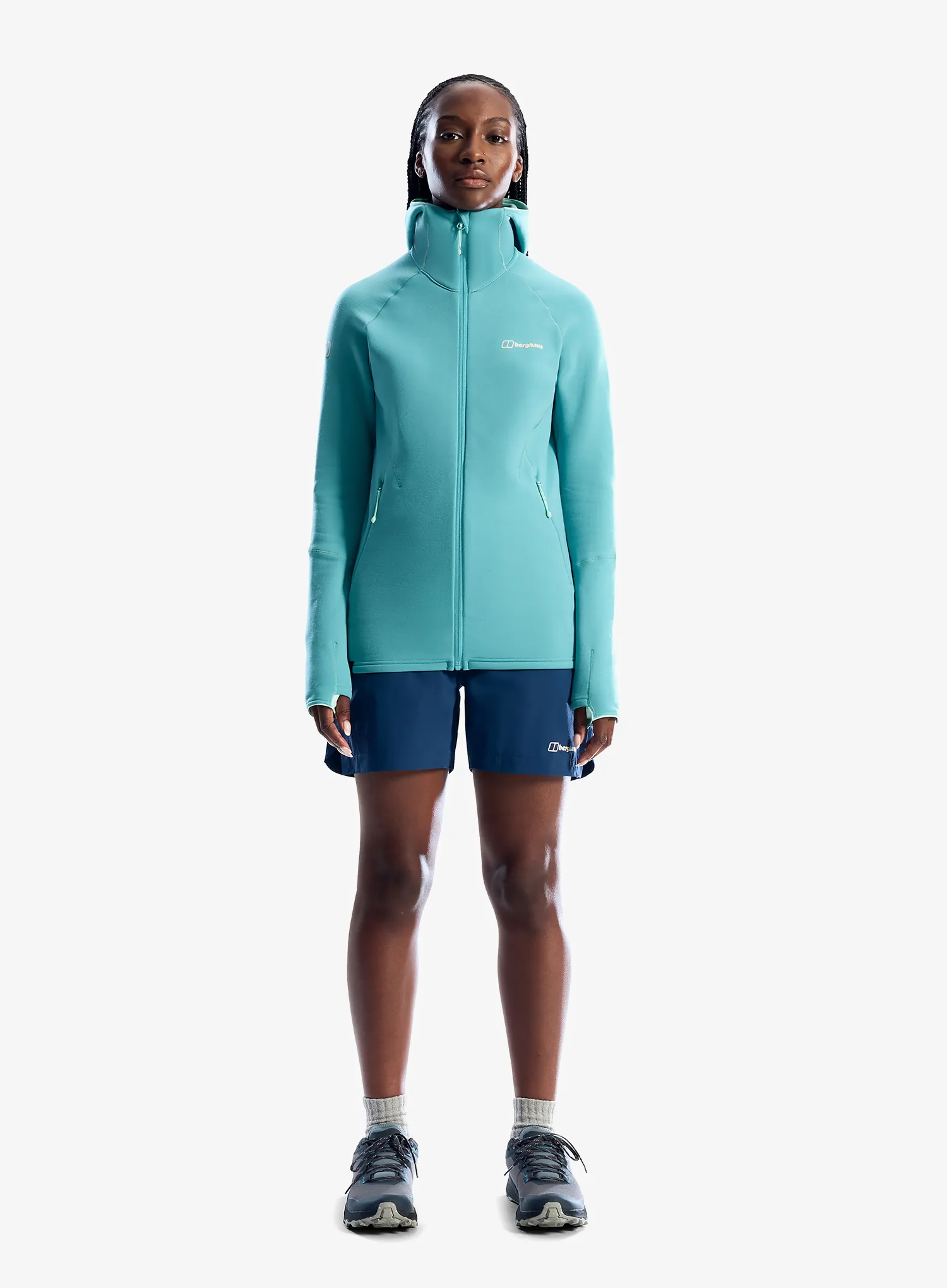 Ženski flis Berghaus Kinetic Powerstretch Hoody Af - calgary blue