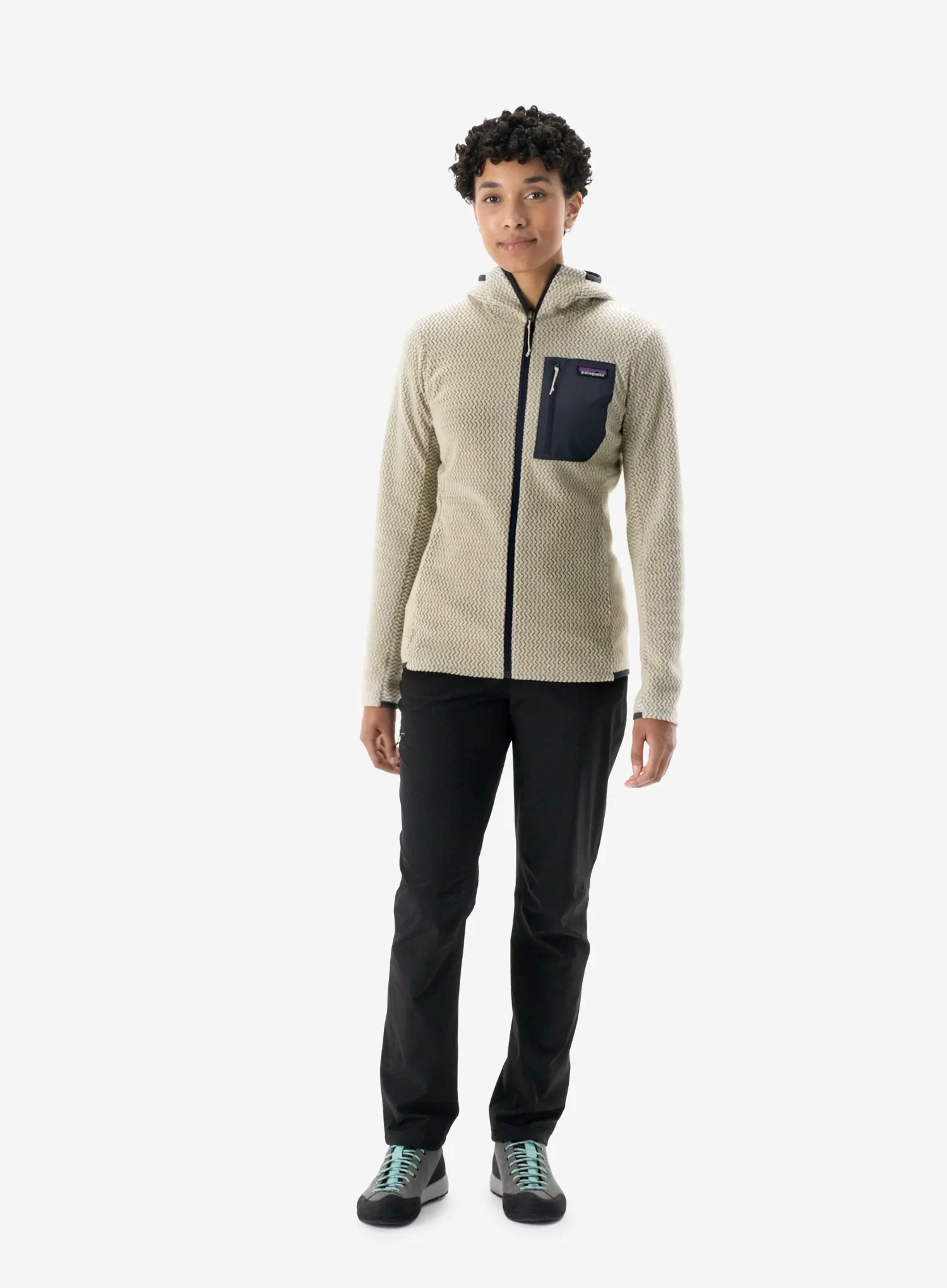 Ženski flis Patagonia R1 Air Full-Zip Hoody - wool white