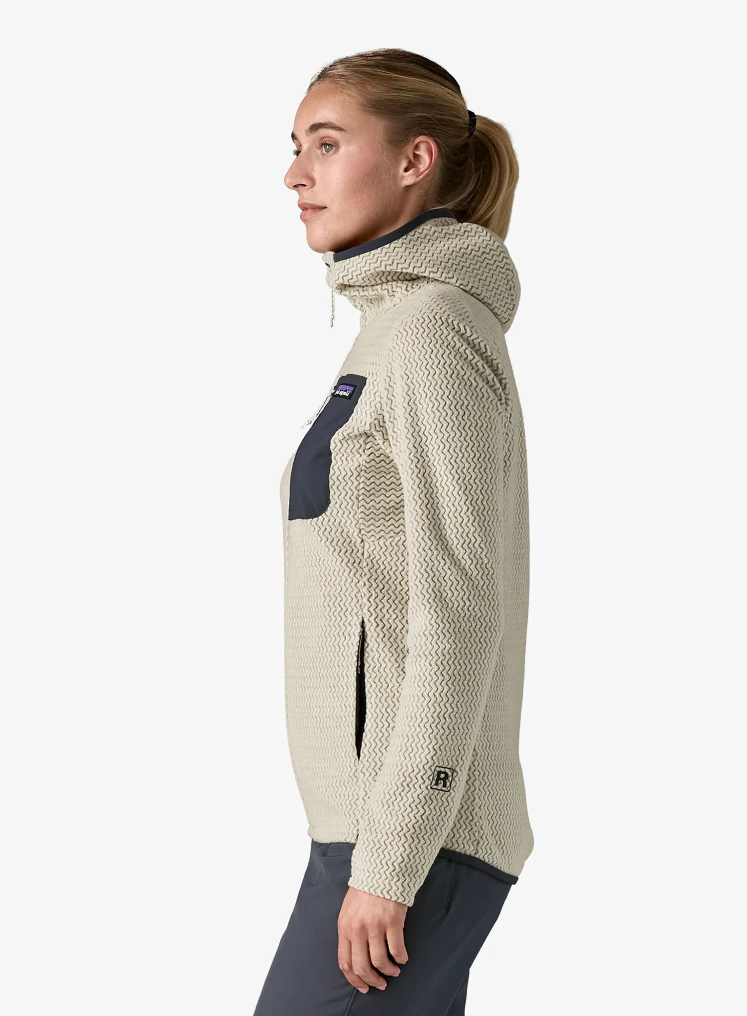 Ženski flis Patagonia R1 Air Full-Zip Hoody - wool white