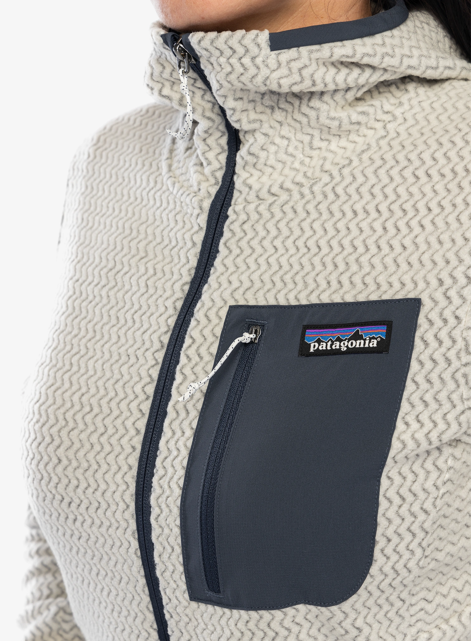 Ženski flis Patagonia R1 Air Full-Zip Hoody - wool white