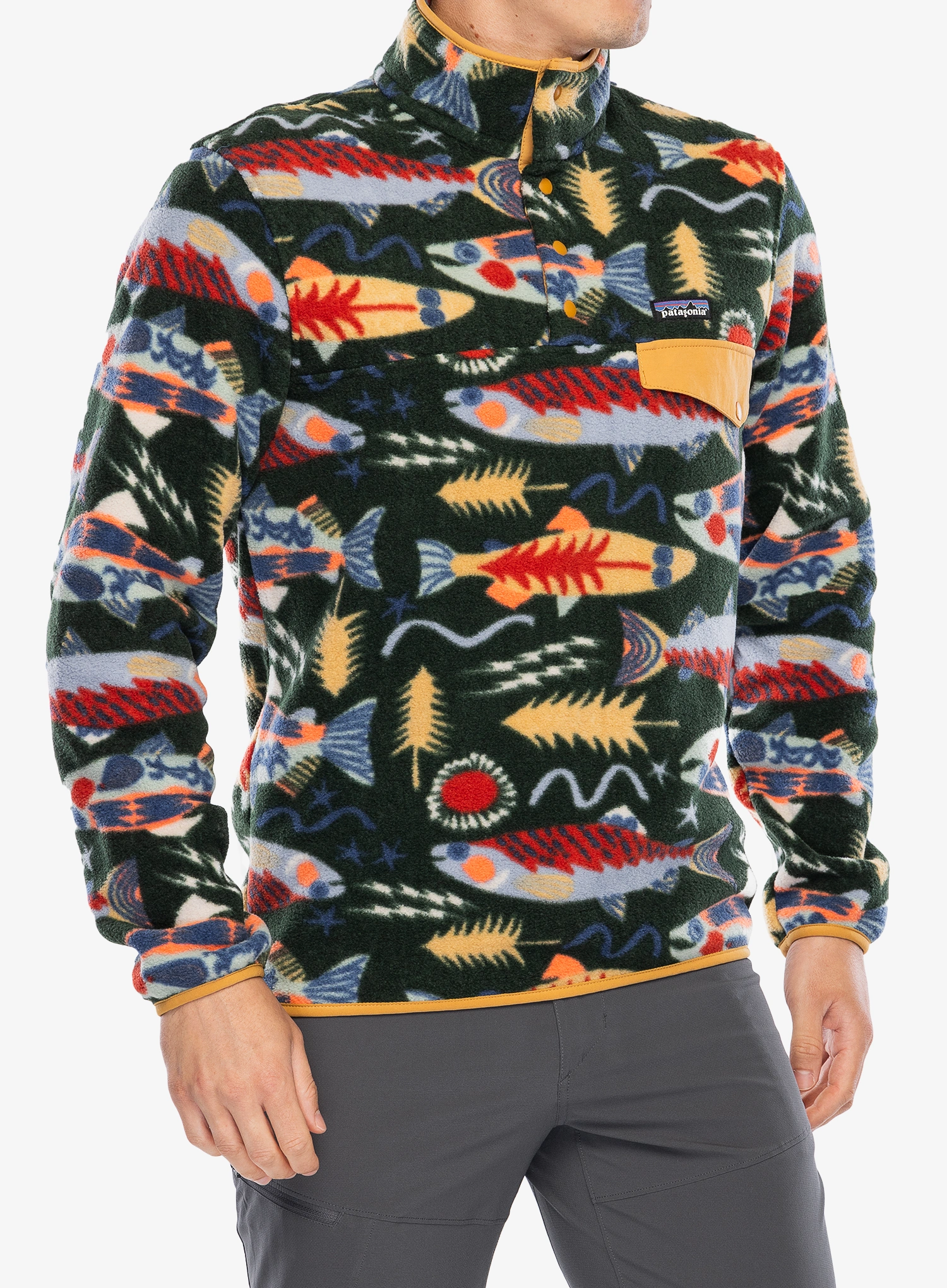 Flis Patagonia Lightweight Synch Snap-T Pullover - salmon energy/old green