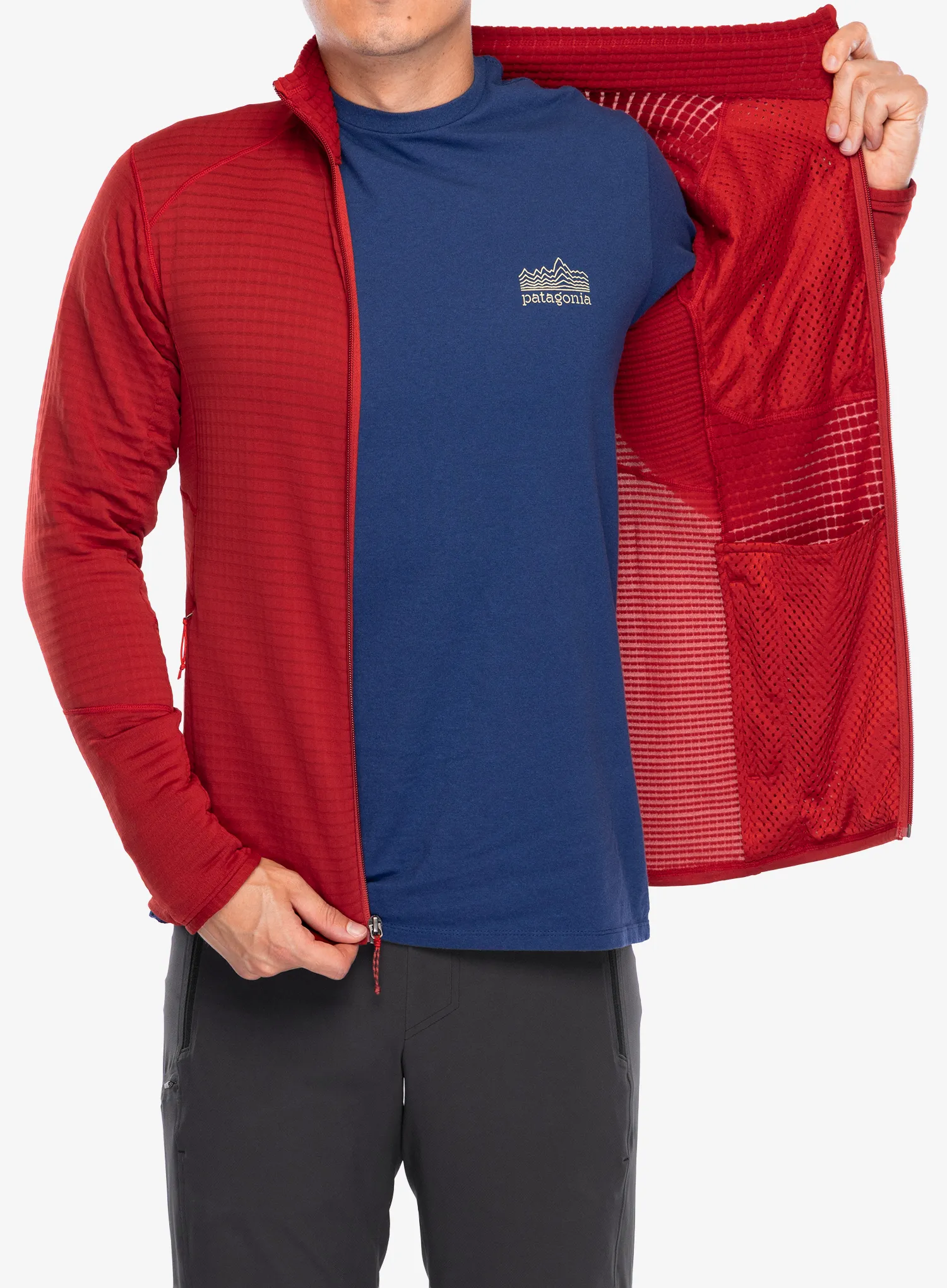 Flis Patagonia R1 Hybrid Jacket - amanita red