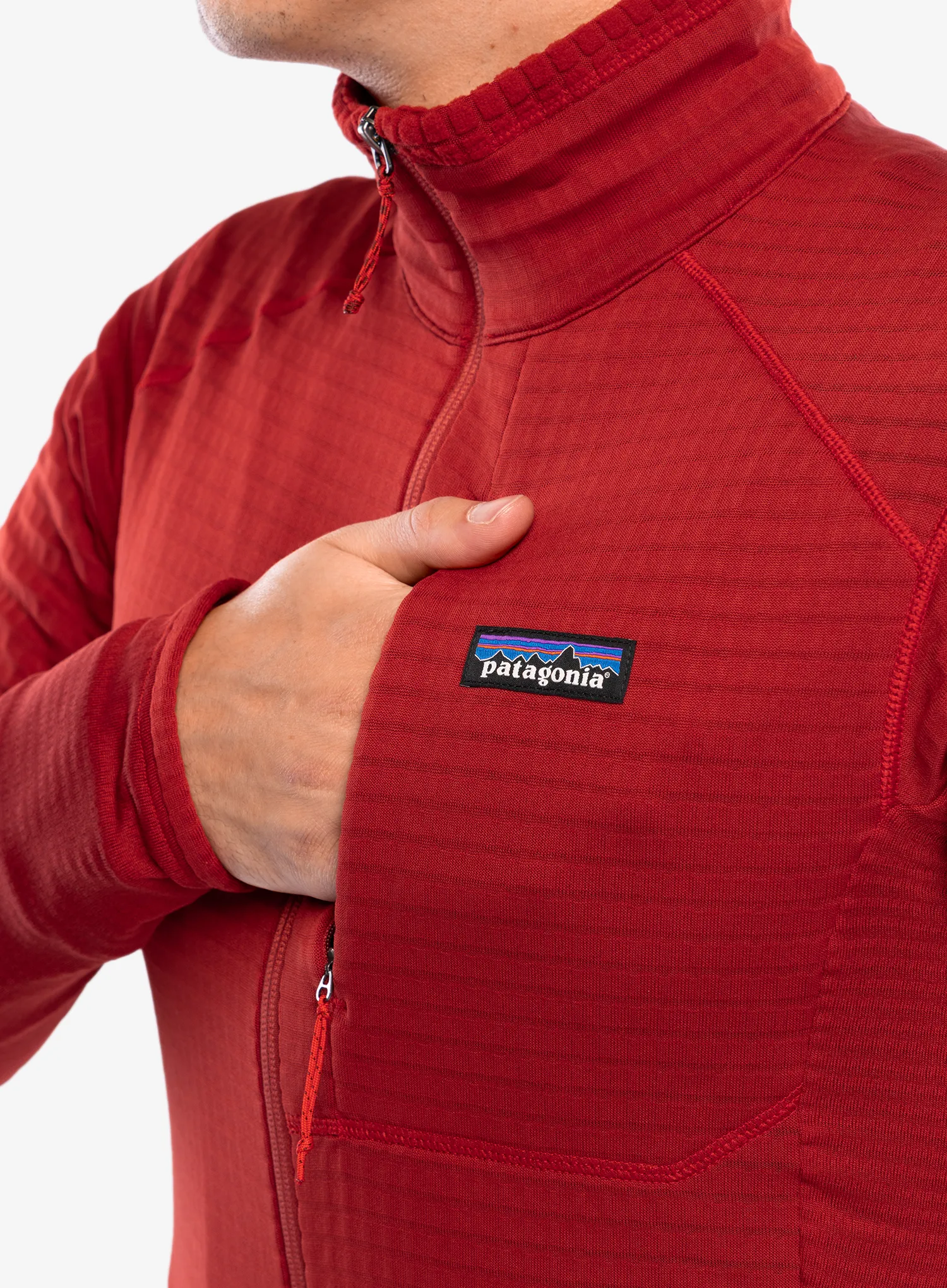 Flis Patagonia R1 Hybrid Jacket - amanita red