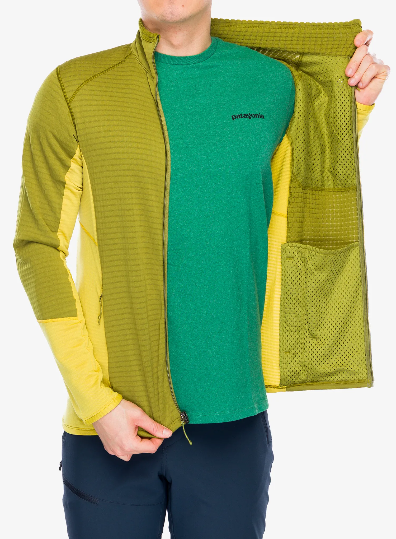 Flis Patagonia R1 Hybrid Jacket - graze green