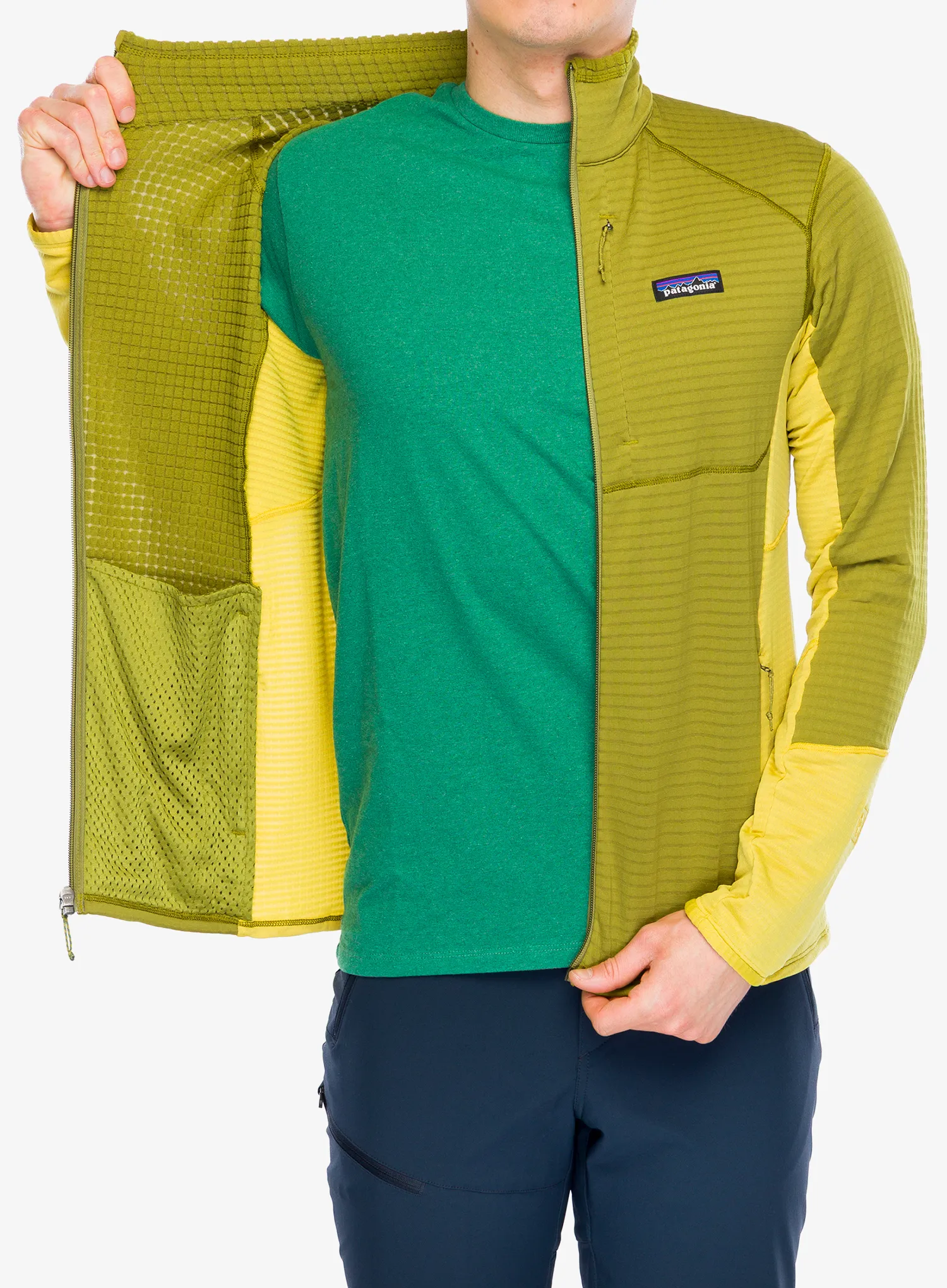 Flis Patagonia R1 Hybrid Jacket - graze green