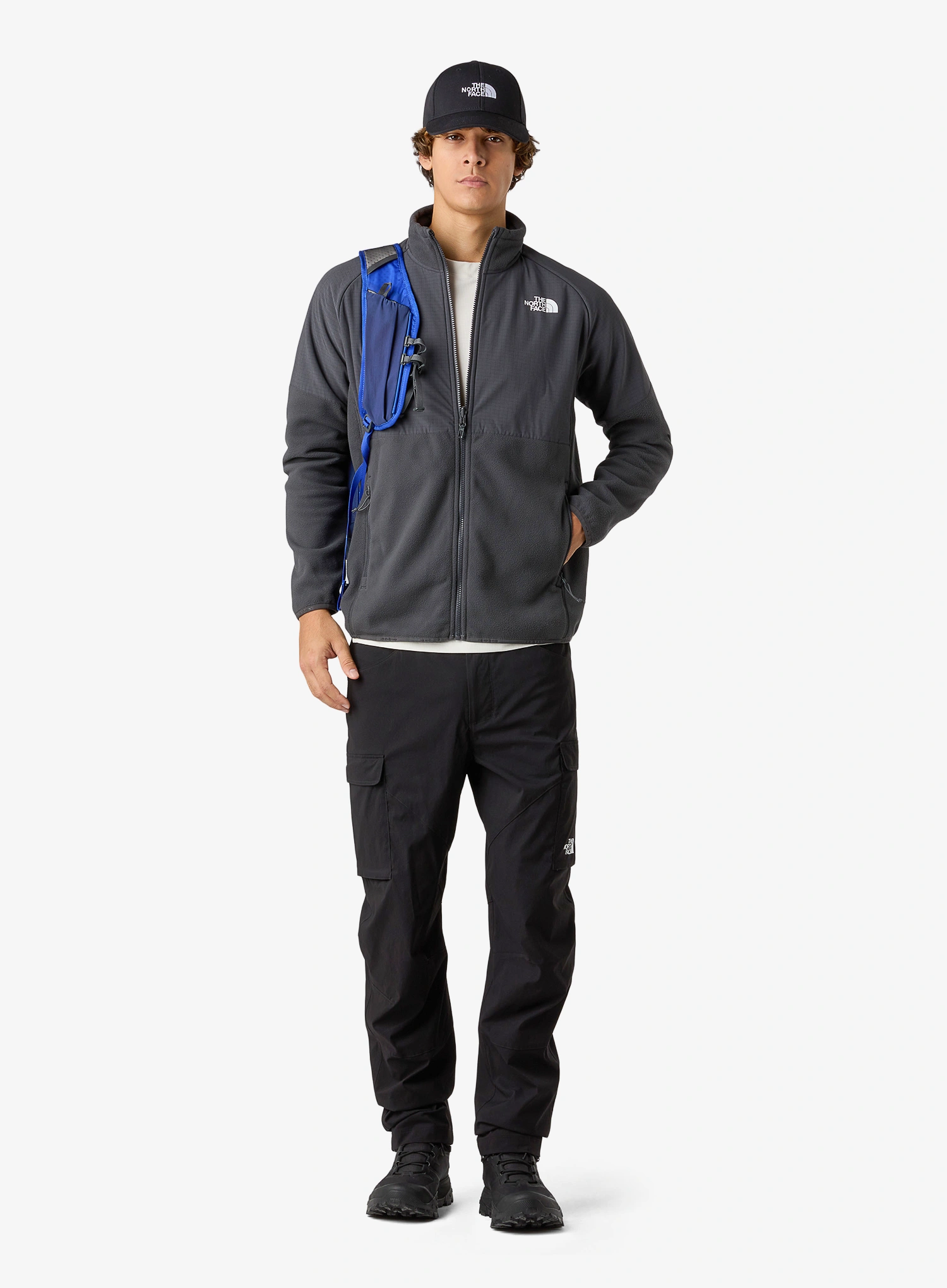 Flis The North Face Glacier Heavyweight Full Zip Jacket - asphalt grey/tnf black